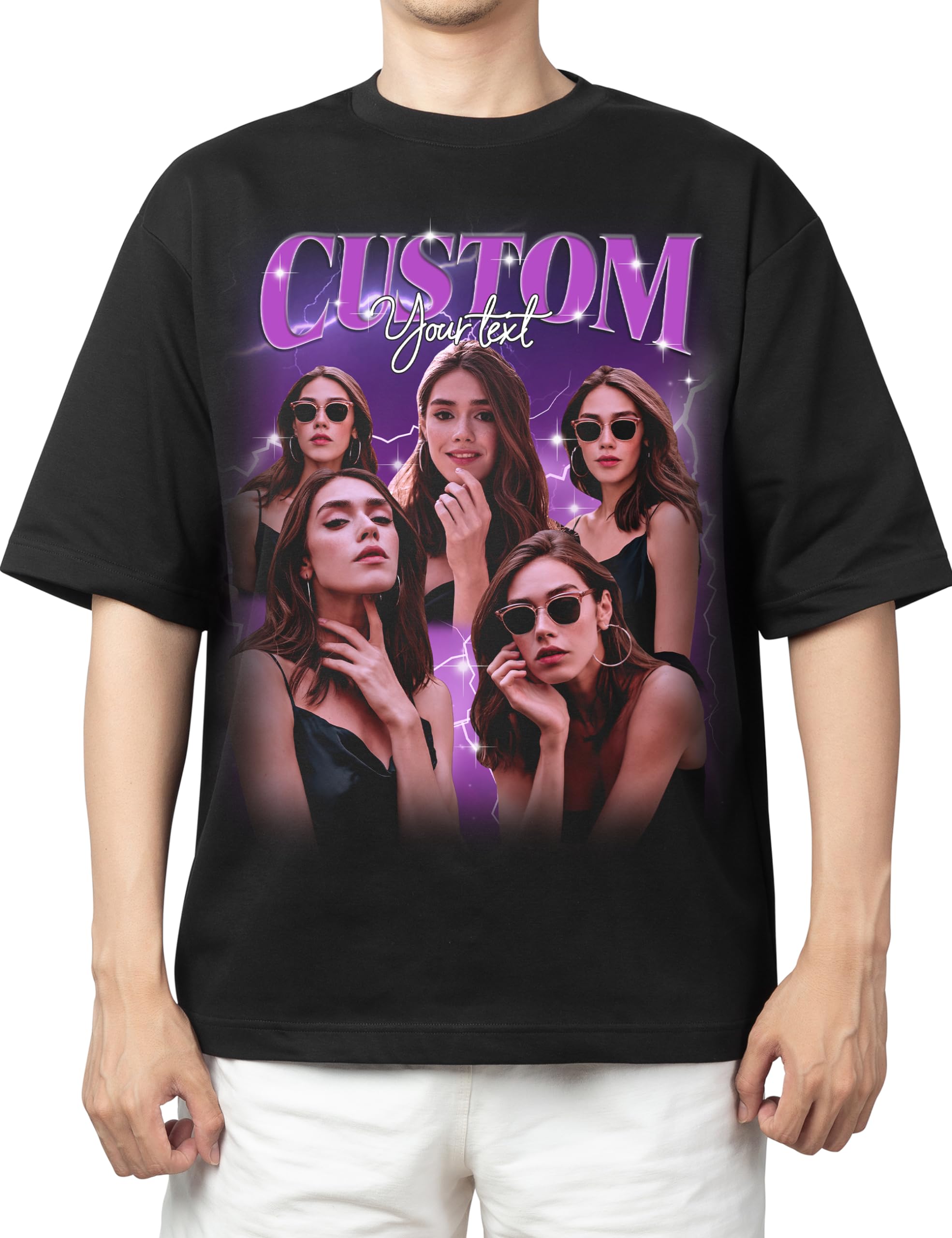 Custom Girlfriend Wife Face Seamless T-Shirt Personalized Photo All Over Print Shirt for Men