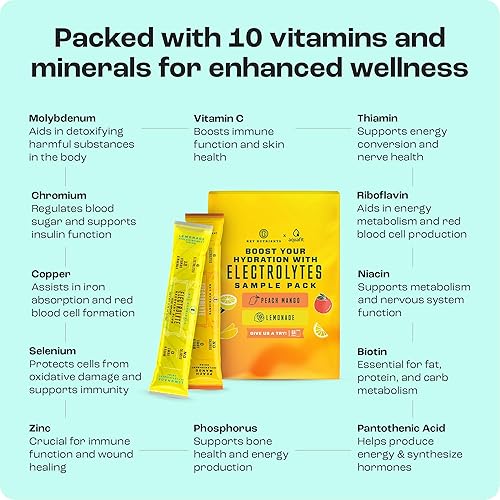 Miniatura 3 de KEY NUTRIENTS Paquetes de hidratación  2 deliciosos sabores en electrolitos en polvo paquetes sin azúcar, paquete de 4  Sin calorías, electrolitos