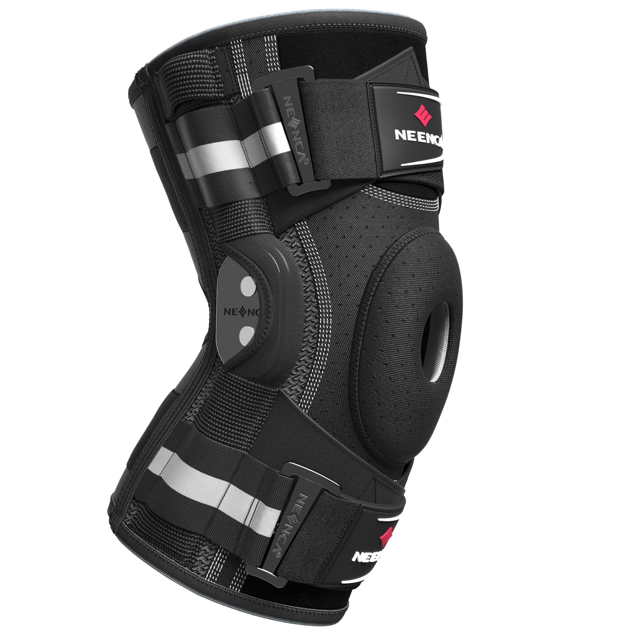 NEENCA Genouillère pour douleurs au genou, genouillère articulée réglable avec système de fixation breveté X-Strap, forte stabilité pour soulager la douleur Jonit, l'arthrite, la déchirure du ménisque