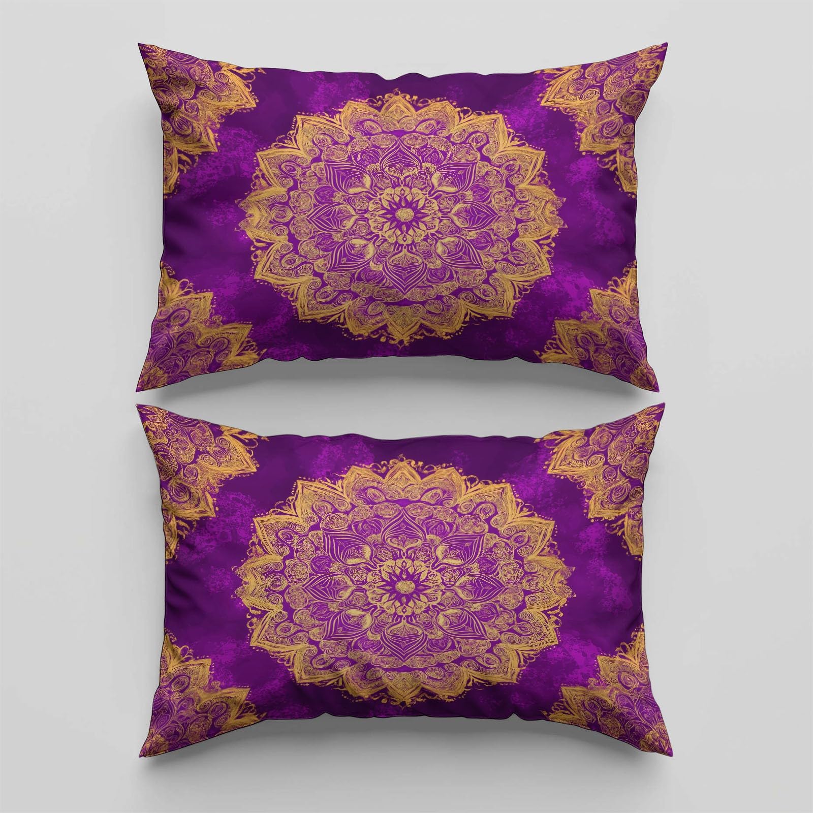 Pościel Geometryczny wzór Mandala Mikrofibra Miękka Ciemnofioletowa Poszwa na kołdrę Pościel 240 X 220 cm Dla Chłopców I Dziewcząt W zestawie 1 poszwa na kołdrę i 2 poszewki na poduszki