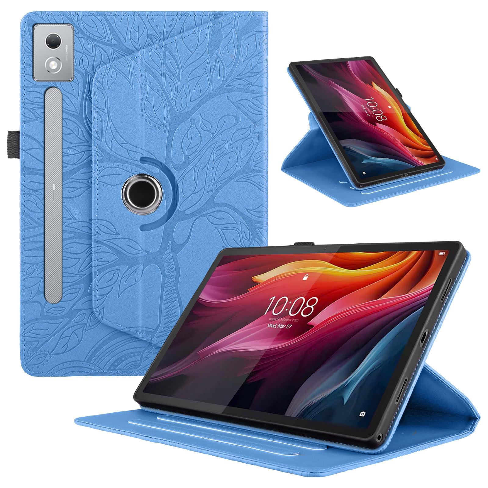 Funda para Samsung Galaxy Tab S9/ S8/ S7 11" (SM-X710/X700/T870) PU Cuero Tablets Protectora Cover 360°Carcasa Giratoria de ángulo Múltiple Stand Función Tablets Funda,Rojo Árboles — view 187