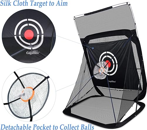 Miniatura 4 de Gagalileo Red de práctica de golf, red de golf desplegable rápida para conducción en el patio, uso en interiores con tela objetivo, bolsa de