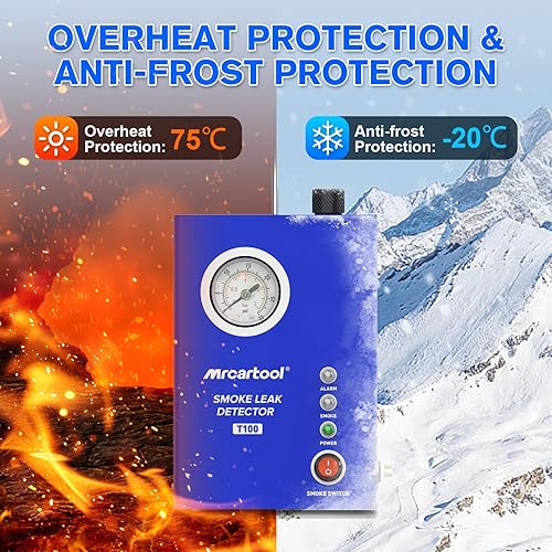 Miniatura 6 de MR CARTOOL Detector de fugas de máquina de humo T100, probador de fugas de humo EVAP automotriz con bomba de aire incorporada y medidor de presión,