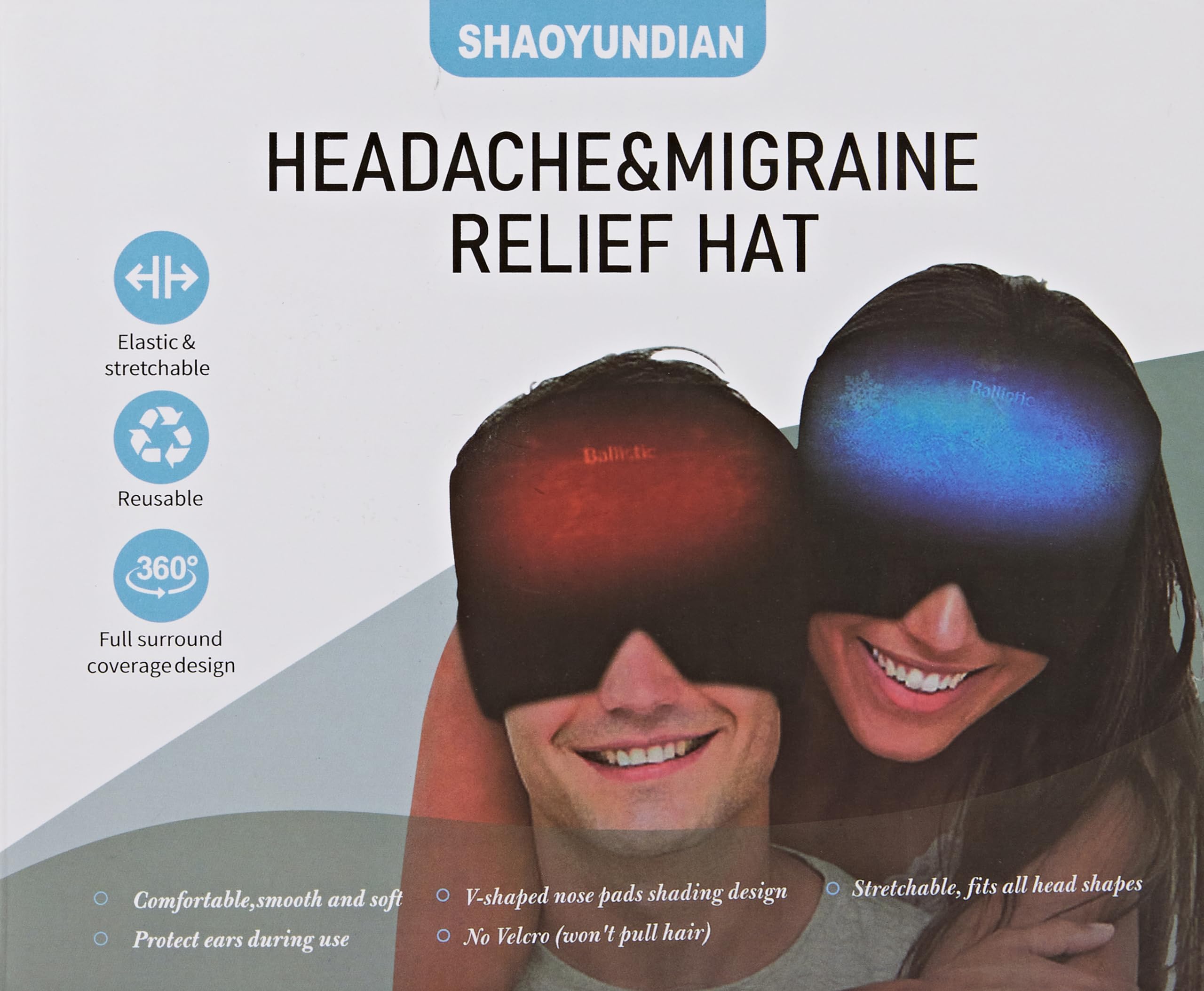 Gel Ice Relief Mask Pack for Headache Cold and Hot Therapy Face Eye Neck and Head Hat Cap for Migraine pain, Puffy Eyes, Tension, Sinus and Stress Reliefing, Assorted colors