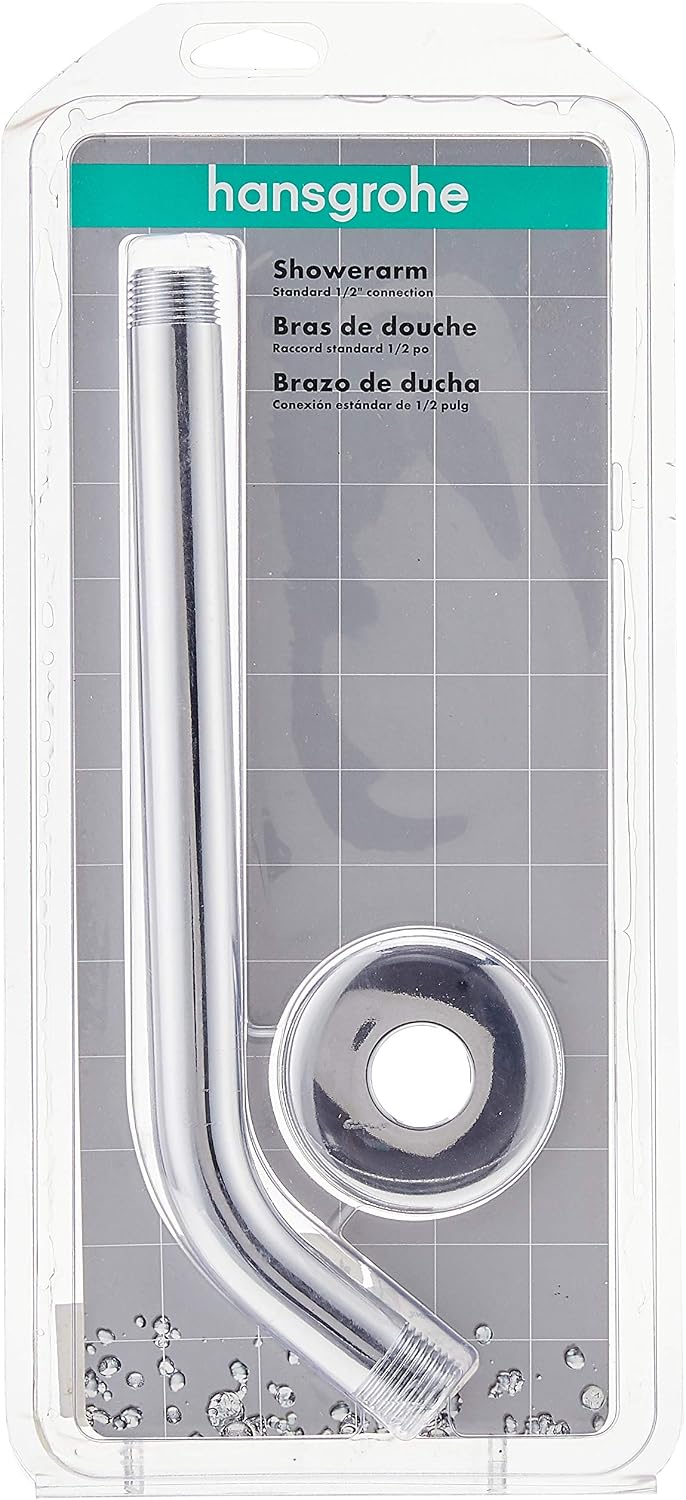 hansgrohe Clubmaster 4-inch Easy Clean Easy Install Showerhead Modern 3-Spray Full & Extended Length 9-inch Modern Showerarm in Chrome, for Wall Mount Showerhead