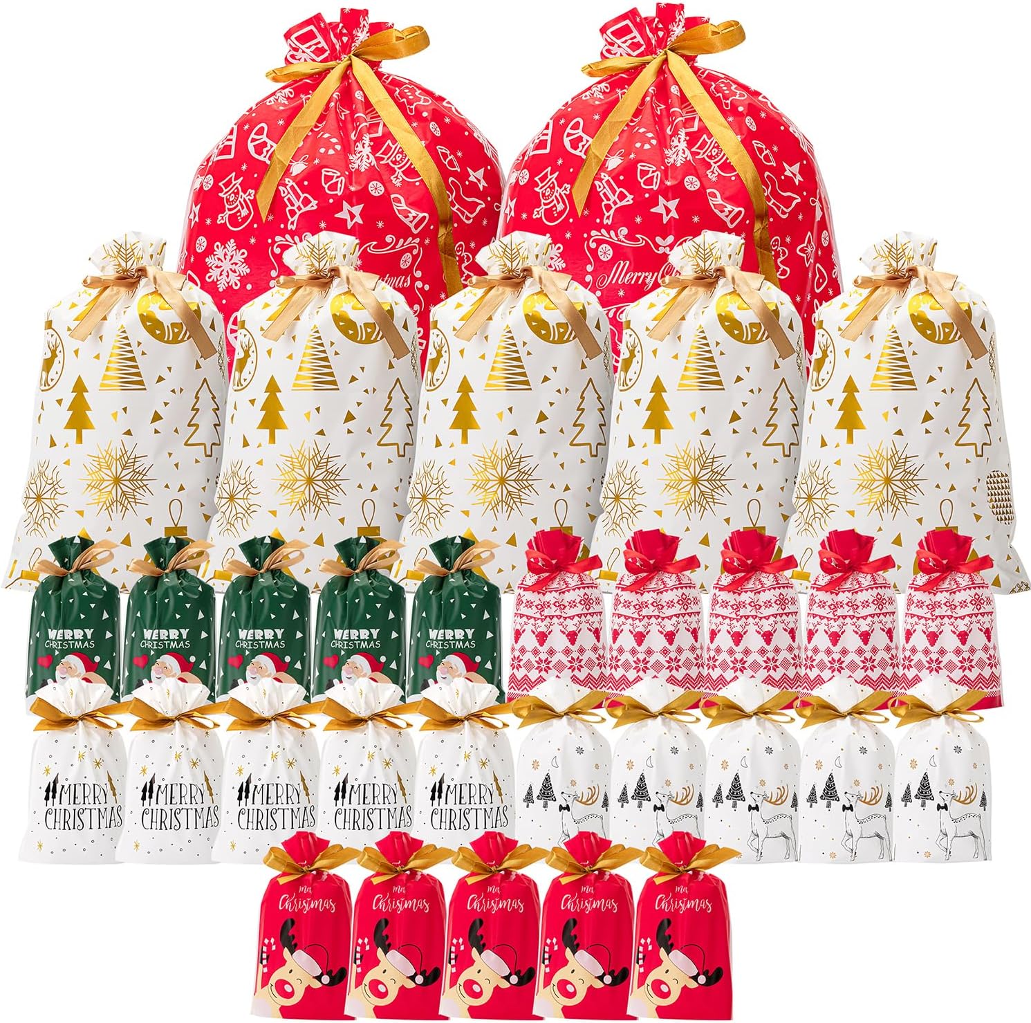 Mr. Pen Christmas Drawstring Gift Bags, 32 pcs, Christmas