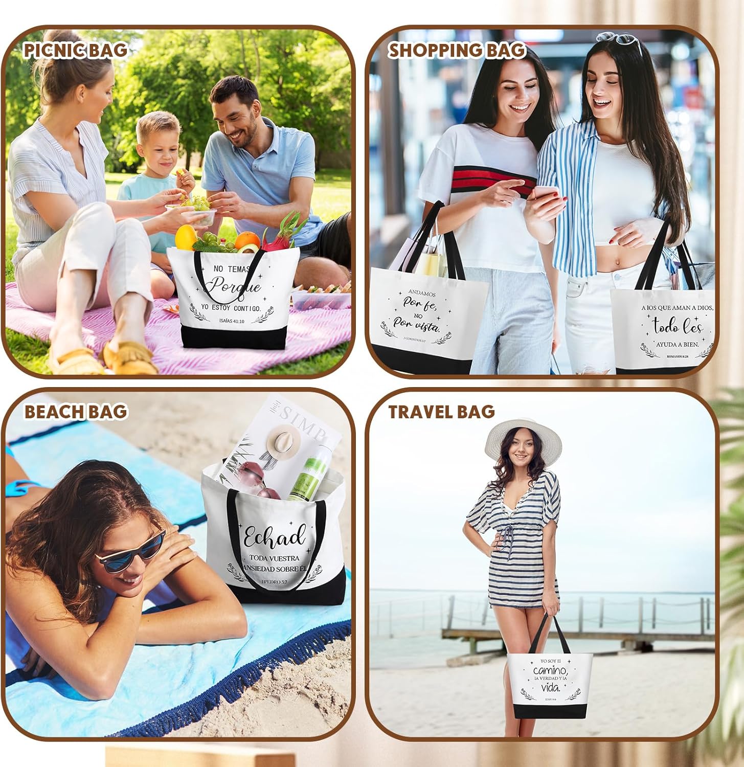 12 Pcs Gifts for Women Canvas Tote Bags with Inspirational Makeup Bags Christian Gifts for Mothers Church Teacher