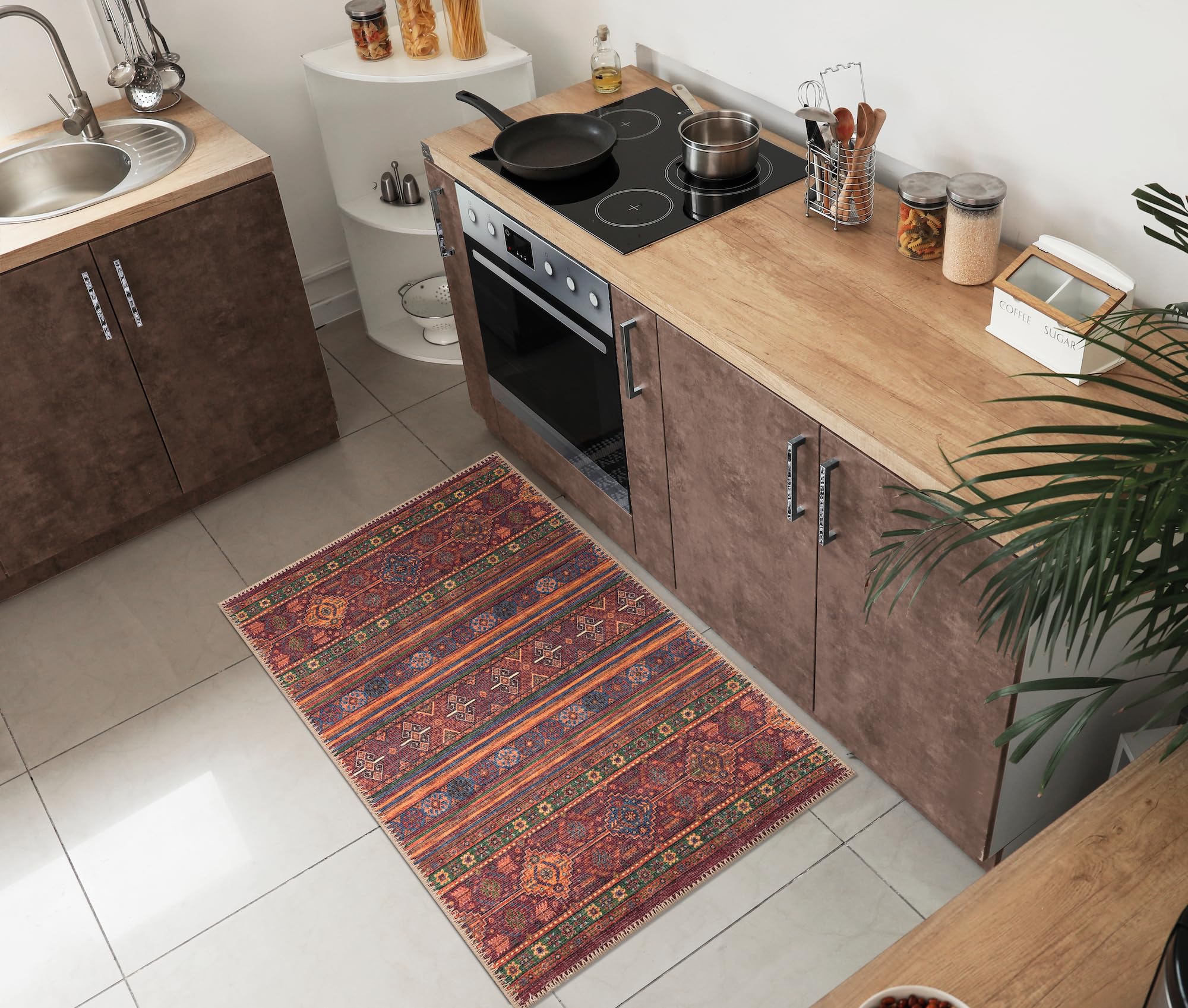 Keen Home Design 2x3 Rug - Machine Washable Entry Rug with Non-Slip Backing, Ideal for Enteryway, Kitchen, Bathroom, Laundry Room - Vintage, Easy