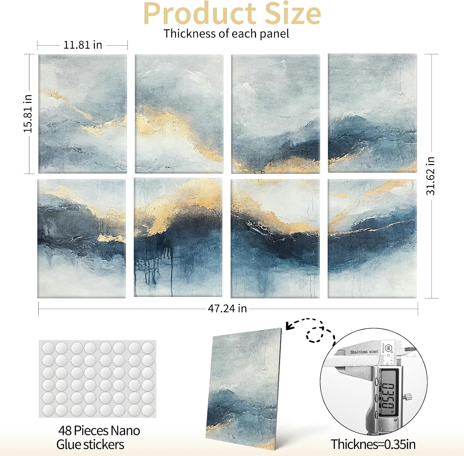 Art3d Acoustic Wall Panels, 48 x 32 in Set, 8-Pack Decorative Wall Art image 5