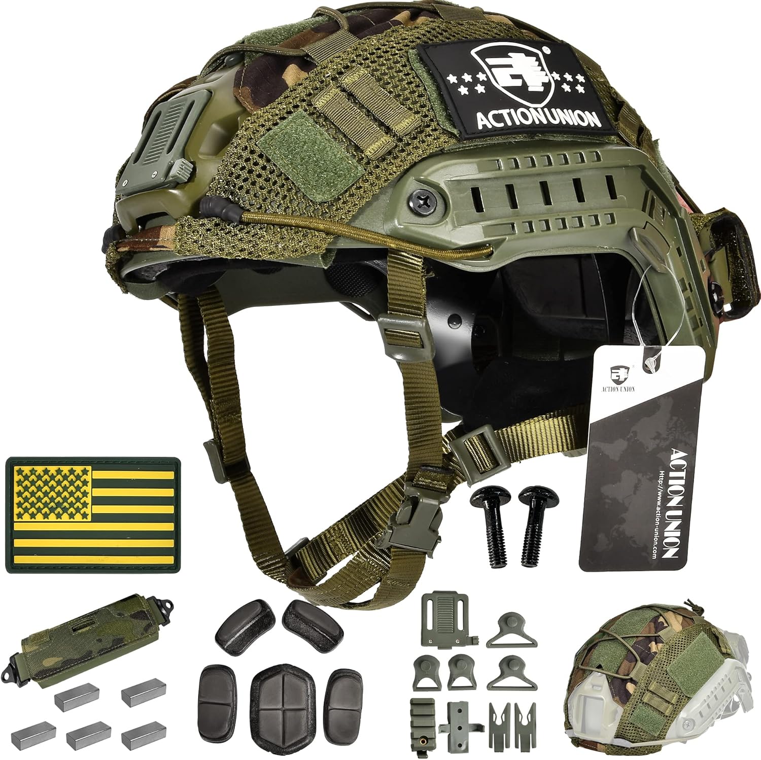 ACTIONUNION Airsoft Fast Helmet Pro Set PJ Type Tactical Paintball Helmet (Black Set) : Sports & Outdoors