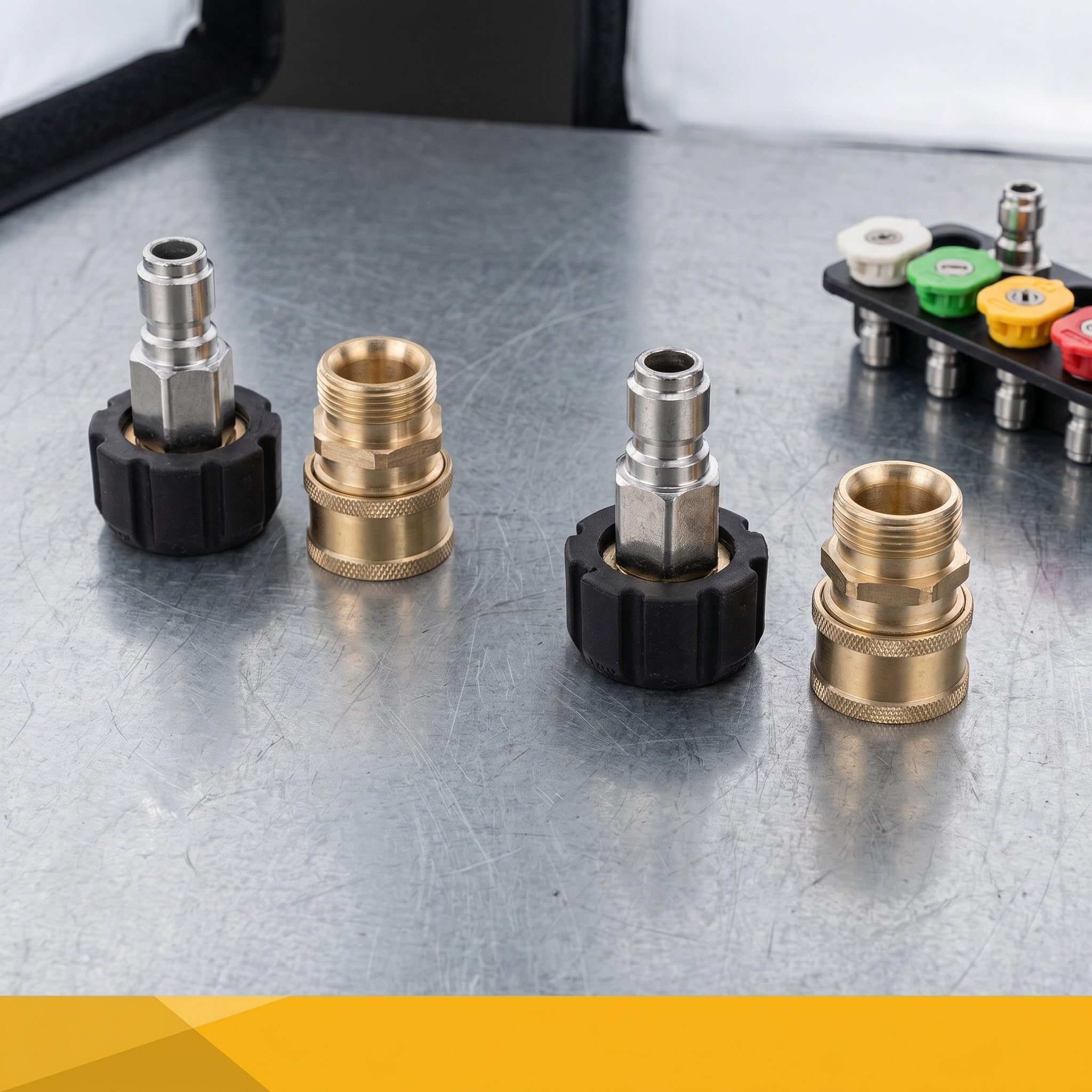 Lurrose Kit di 4 adattatori per idropulitrice - Raccordi a connessione Rapida M22-14mm - Giunto Girevole per Tubo Flessibile da 3/8" - Connettore con Filettatura Maschio per Tubo Flessibile