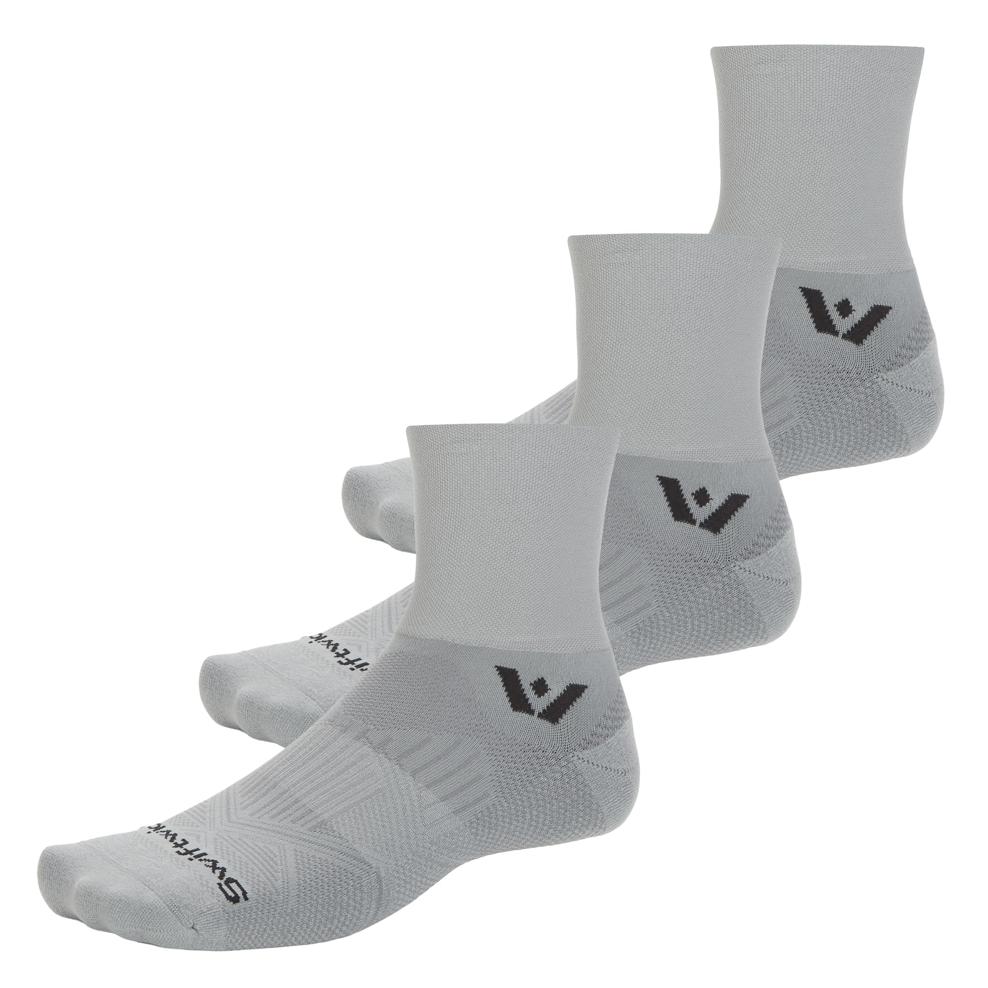 Swiftwick- ASPIRE (3 Pairs) Quarter Crew Cycling &amp; Trail Running Socks, Compression Fit