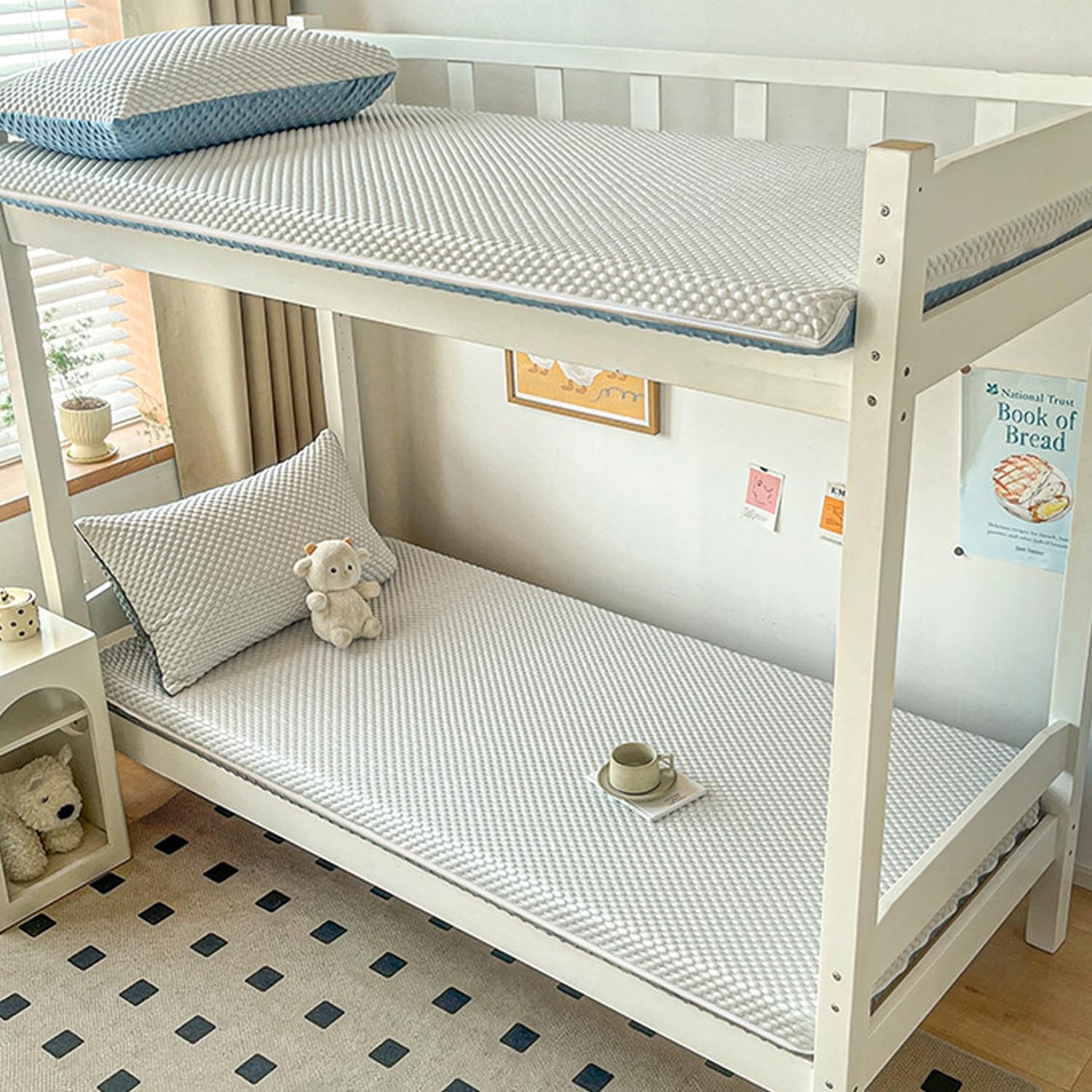 Cooling Mattress Protector Queen Size Dormitory Futon Mattress Cover Soft Floor Mattress Cover Sleeping Mat Protective Cover with Zipper Double-Side Full Wrap,B/Gray,90 * 190cm