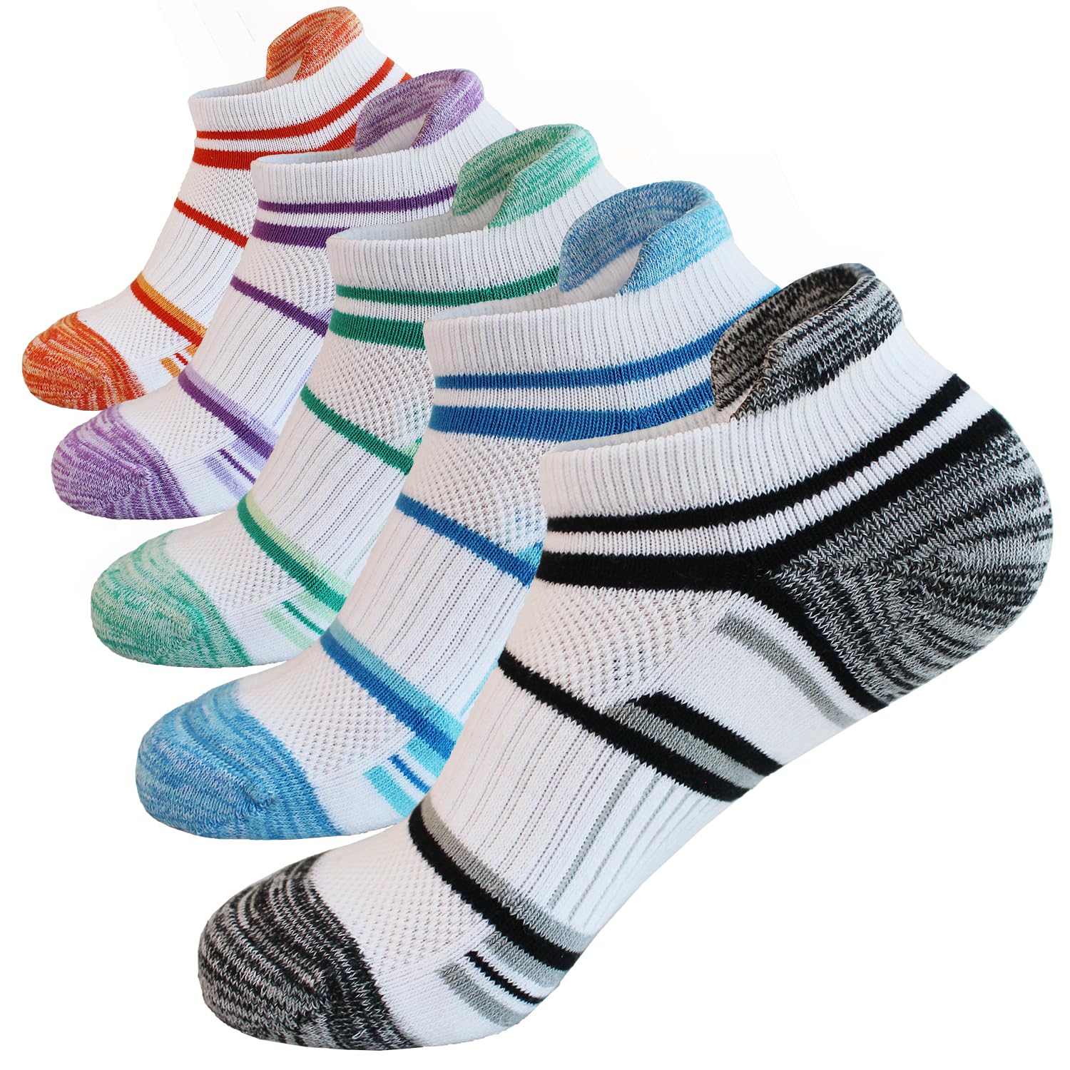 Womens Cotton Ankle Anti-blister Thick Cushioned Wicking Odor Resist Athletic Running Socks 5-6 Pairs-image-38