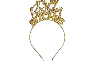 Birthday Crown for Women, Gold Sash “It's My Birthday Bitches” - Womens Birthday Party Supplies