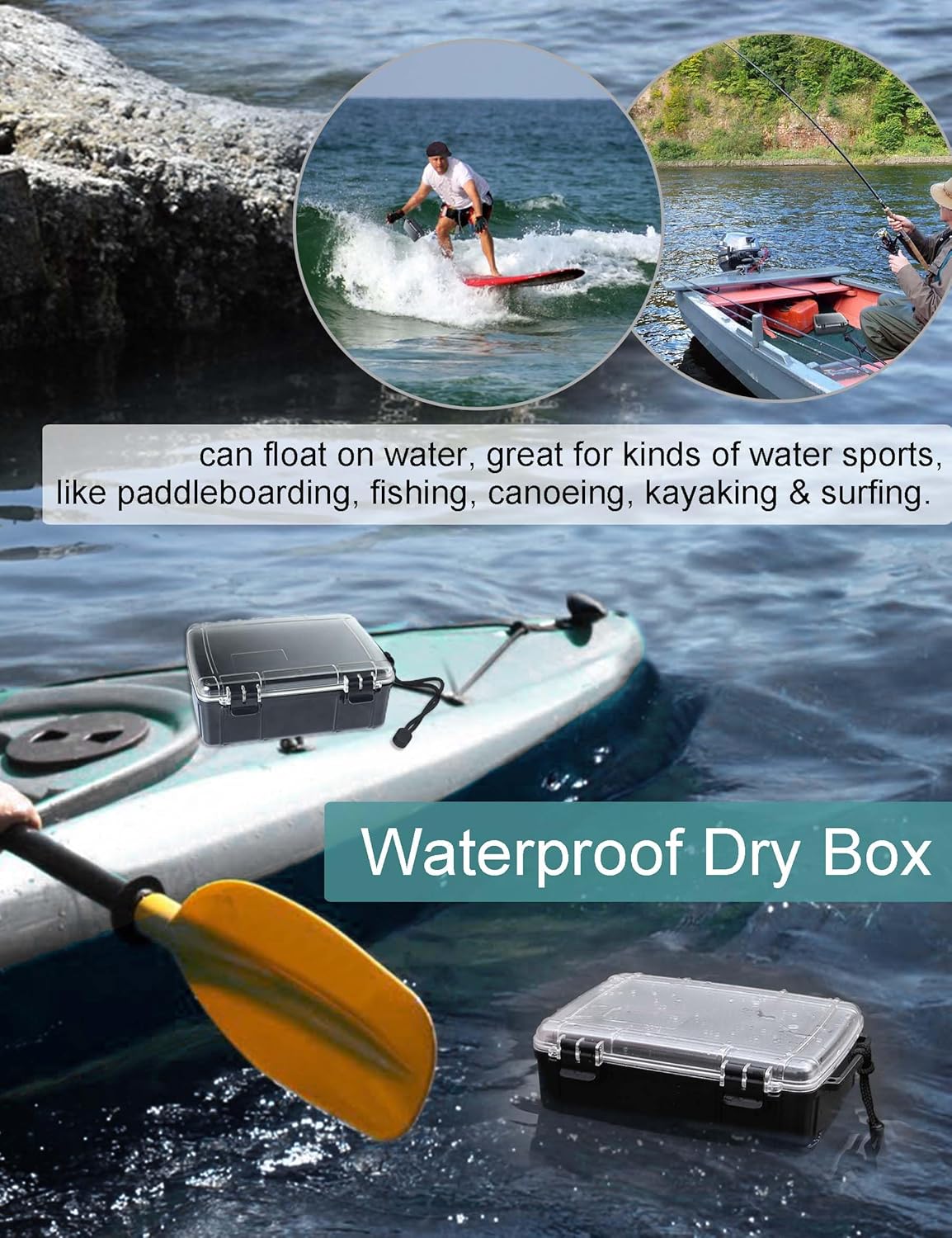 Avlcoaky Waterproof Box Dry Box Waterproof Containers Watertight Storage Box Dry Box Waterproof for Boat Kayak Dry Storage Box