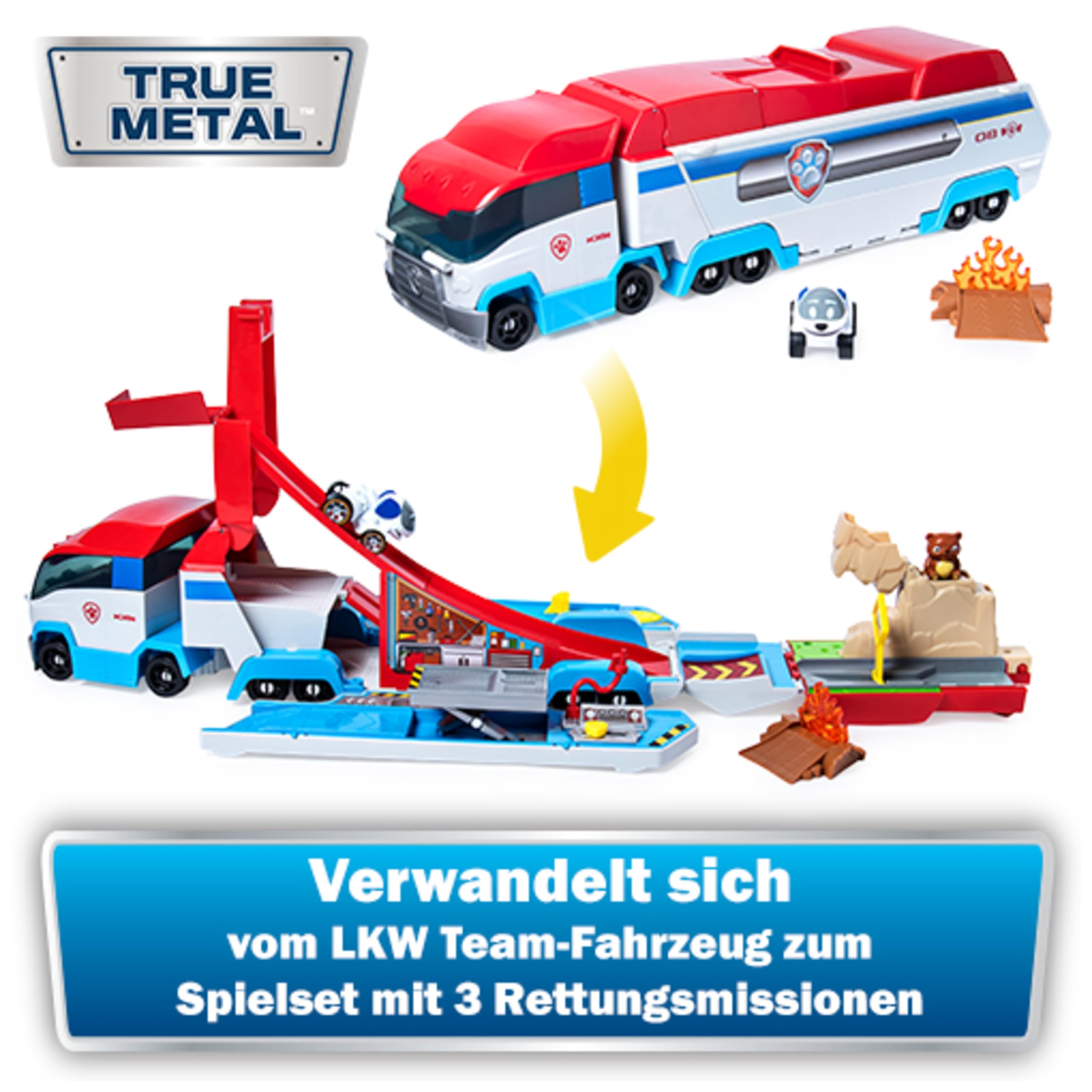 PAW Patrol True Metal Launch'N Haul PAW Patroller mit Robodog, für True Metal Metall-Fahrzeuge, Maßstab 1:55, Spielzeug geeignet für Kinder ab 3 Jahren