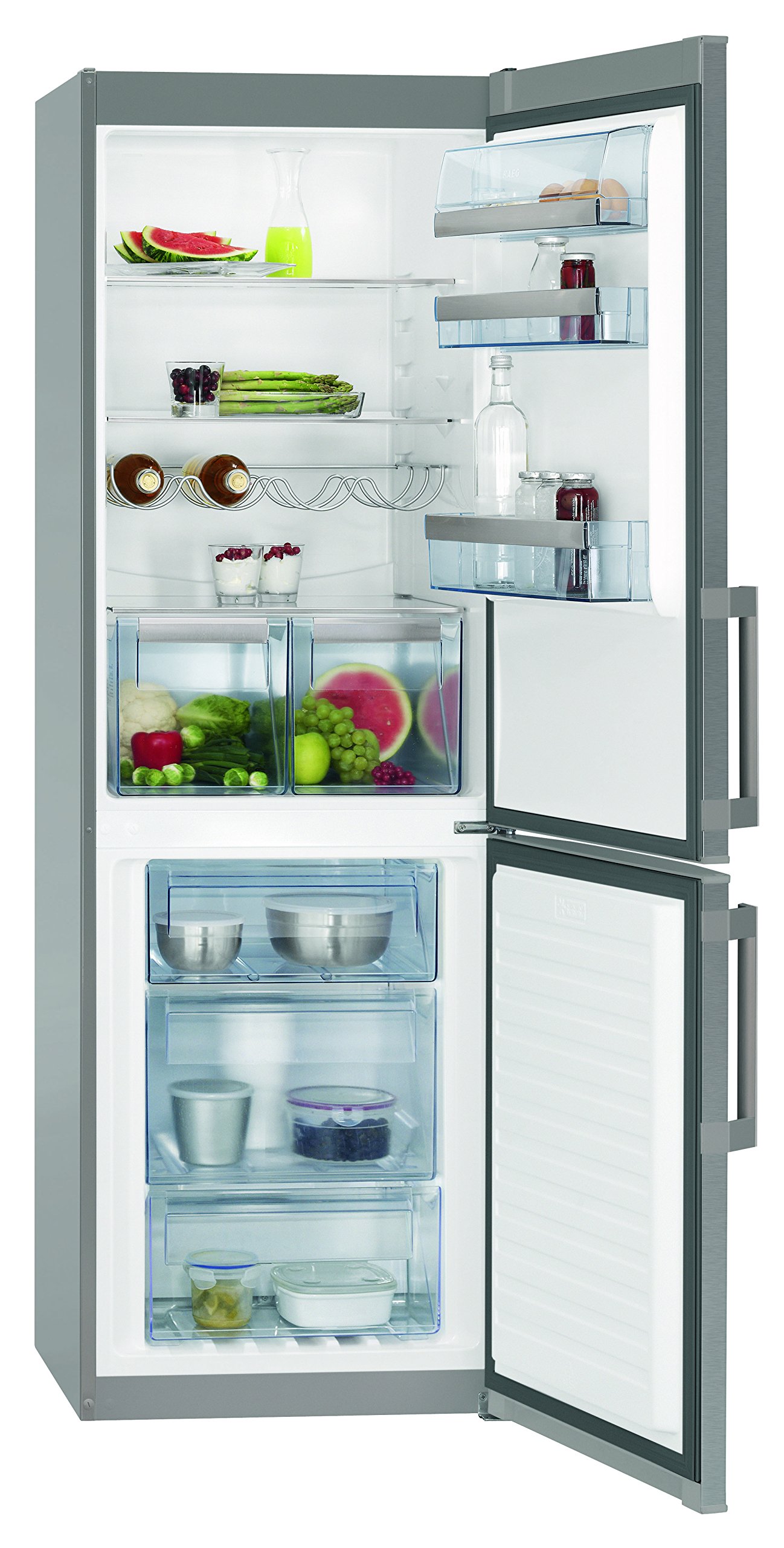 AEG s53530cnx2 Réfrigérateur/Congélateur/A + + +/184,5 cm Hauteur/161 kWh/An/226 L Partie isotherme/92 L Partie Congélateur/No Frost/4 ans Garantie/de porte en acier inoxydable