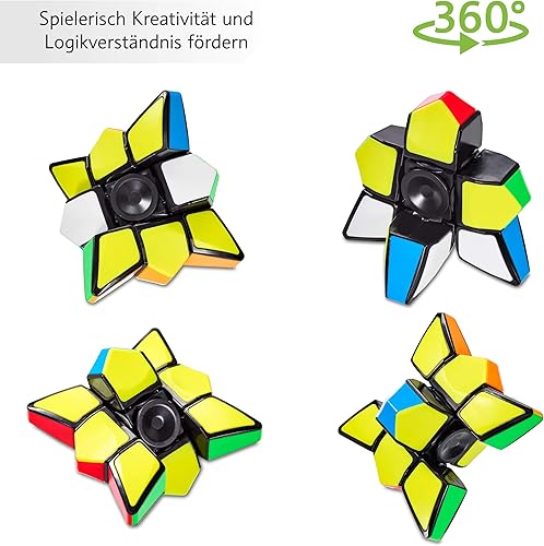 Miniatura 5 de CUBIDI® Cubo giratorio 2 en 1 con forma de estrella, cubo mágico de velocidad de 1 x 3 x 3 para adultos, adolescentes y niños, de mano, ligero,