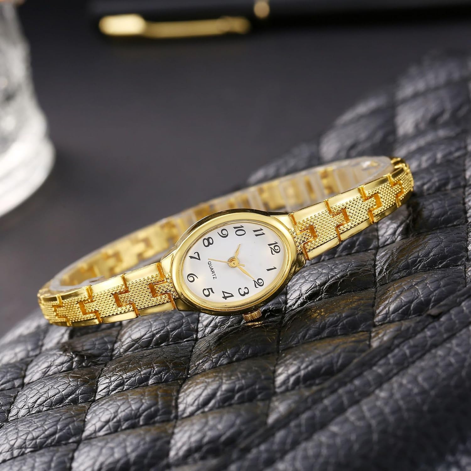 GOODLIYA Luxury Watches for Women Gold Small Vintage Bracelet Elegant Oval Dial Fashion Quartz Wrist Watch - Image 3