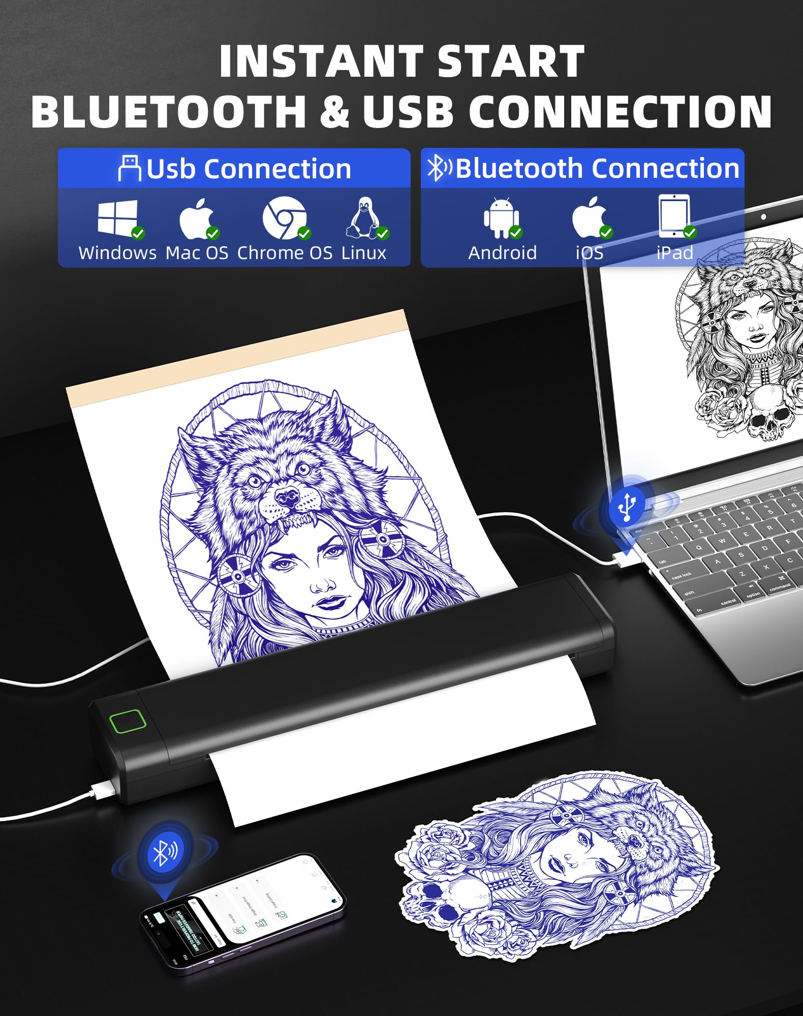 Tattoo Stencil Printer A4 con Carta Trasferimento - Dettaglio