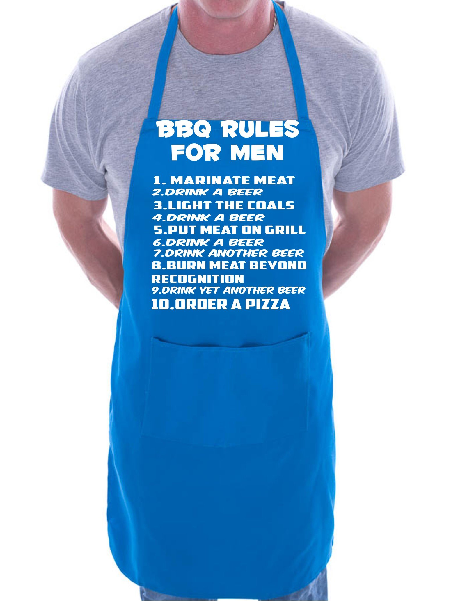 Print4U Barbeque Rules For Men BBQ Cooking Funny Novelty Apron Blue