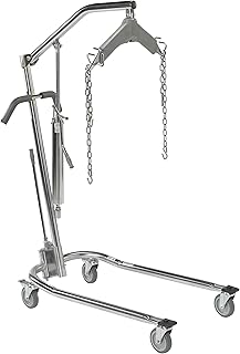 Drive Medical Hydraulic Patient Lift, Six Point Cradle, 5-Inch Casters, Chrome