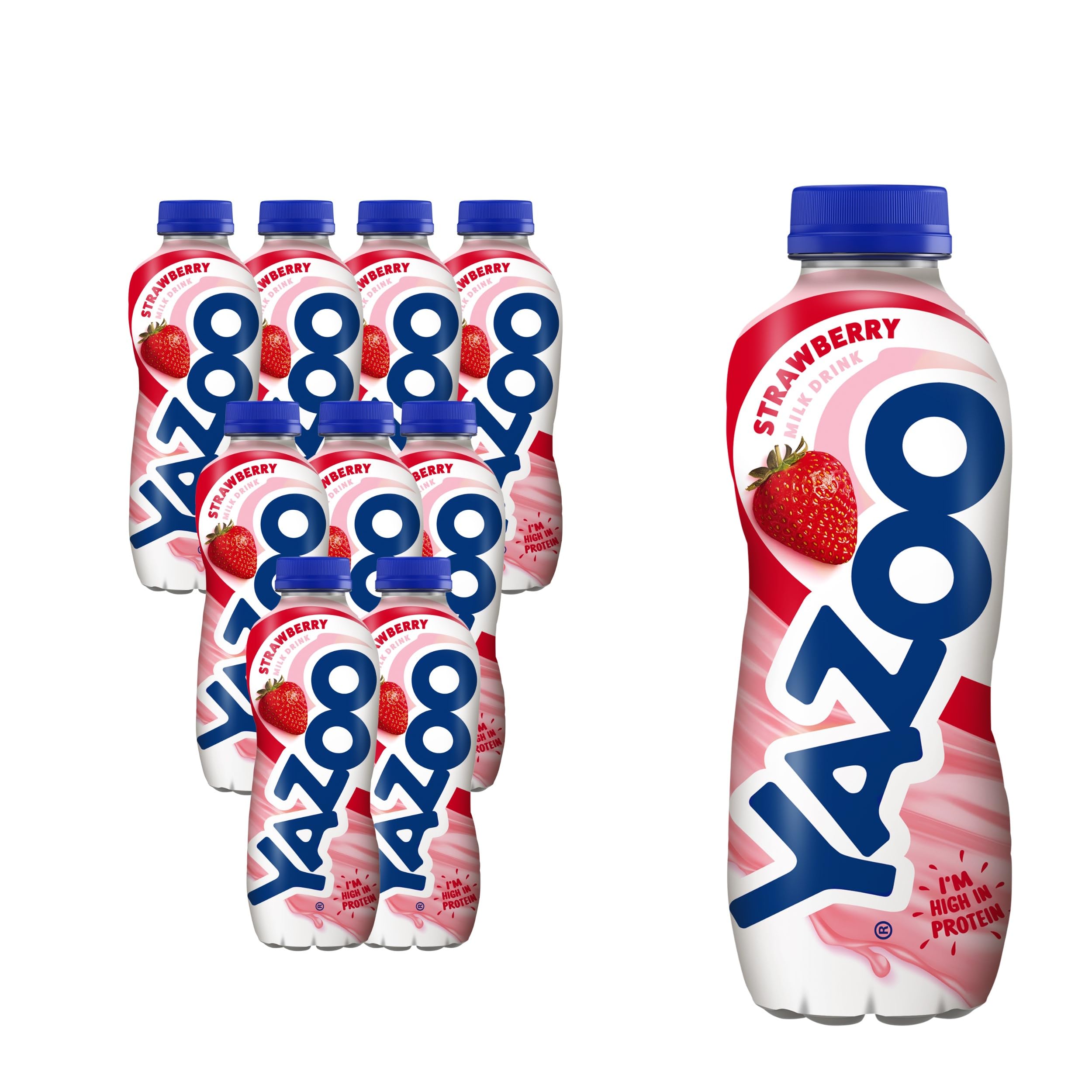YazooStrawberry Milkshake Milk Drink, High in Protein & Calcium, 400 ml (Pack of 10)