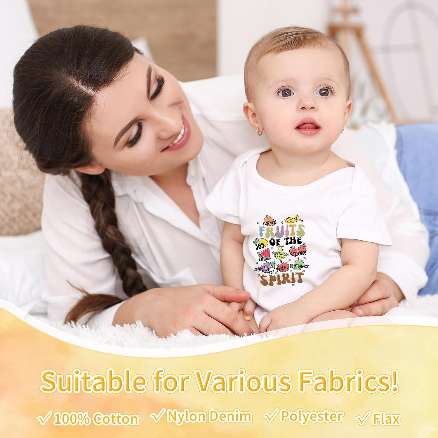 Christian Baby Iron on Transfers, Onesie Decorating Decals for Baby Shower image 4