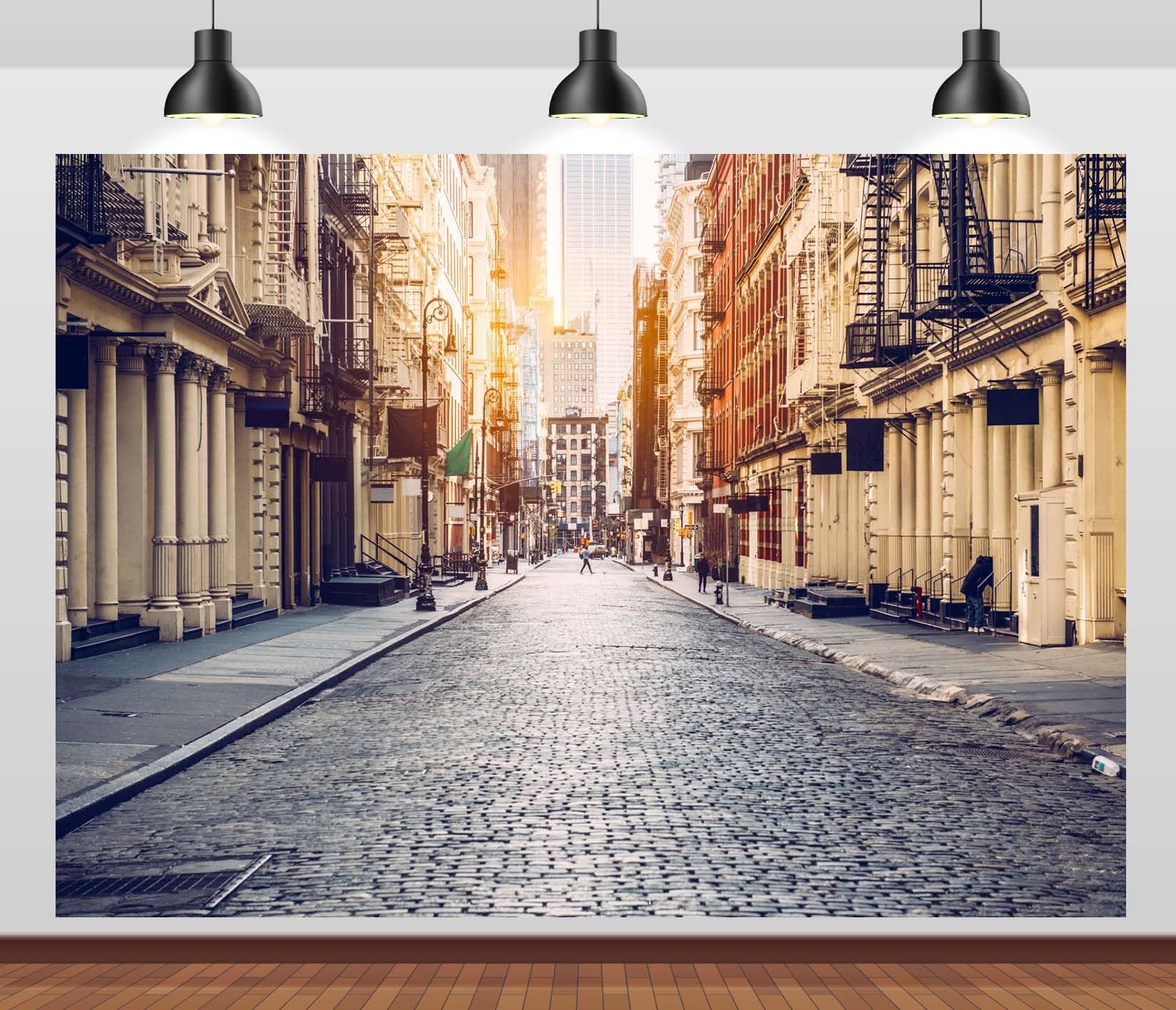 CORFOTO 12x10ft New York Manhattan City Street Backdrop Empty Street Old City Background New York Downtown NYC Street Classic Luxury Apartment