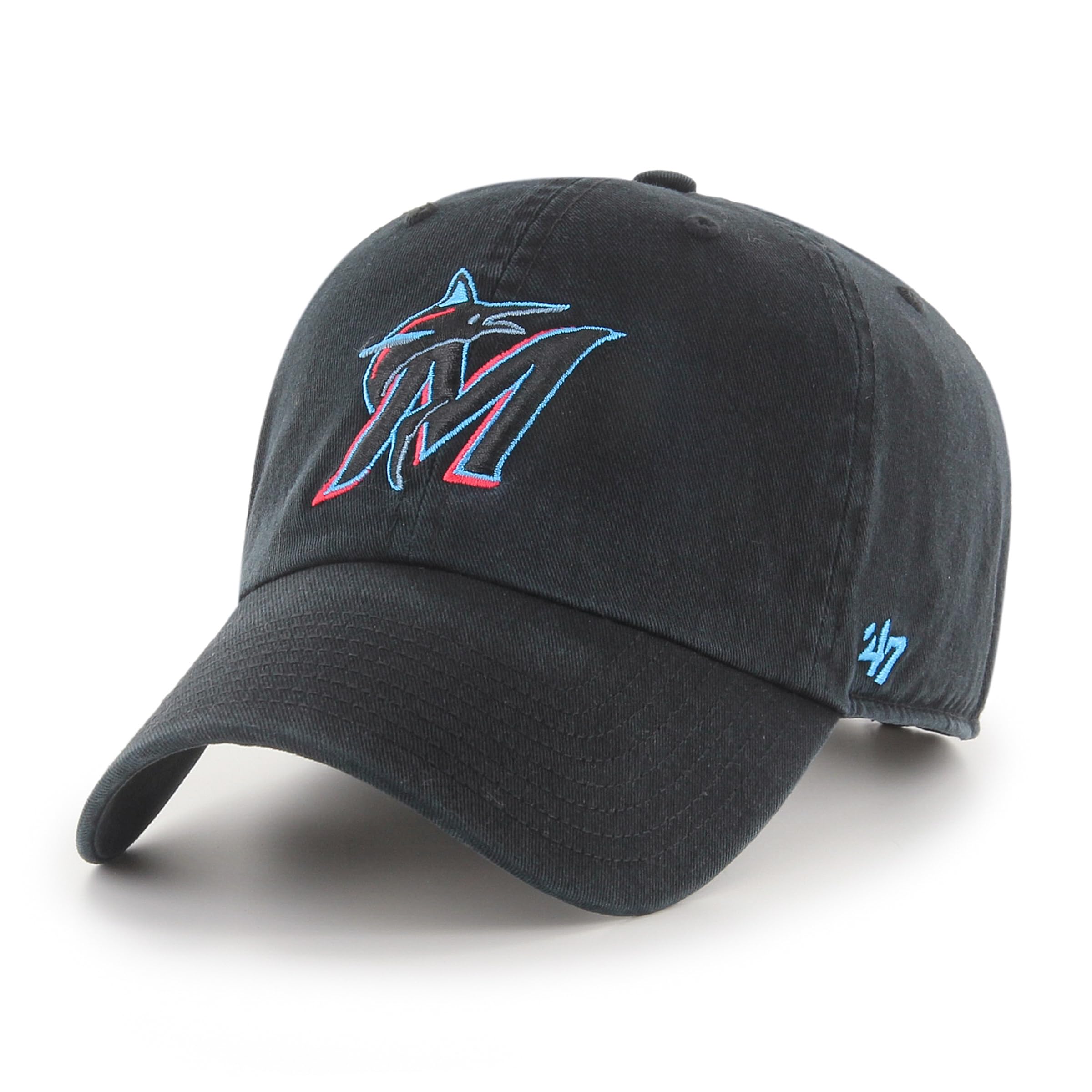4747 Miami Marlins Clean Up Hat Adjustable Black