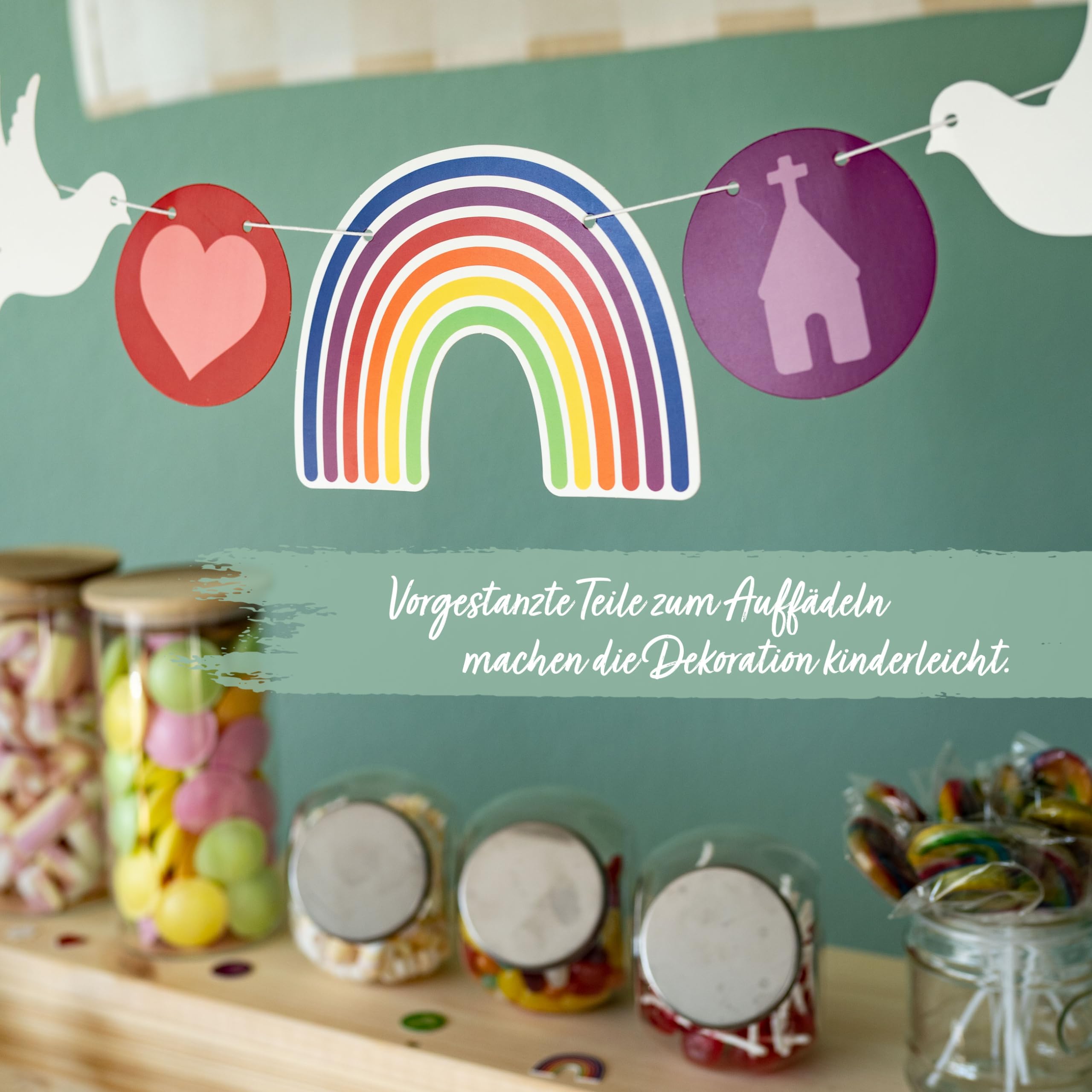 Papierdrachen, Festive garland for DIY, great decoration for christening communion, confirmation - Image 2