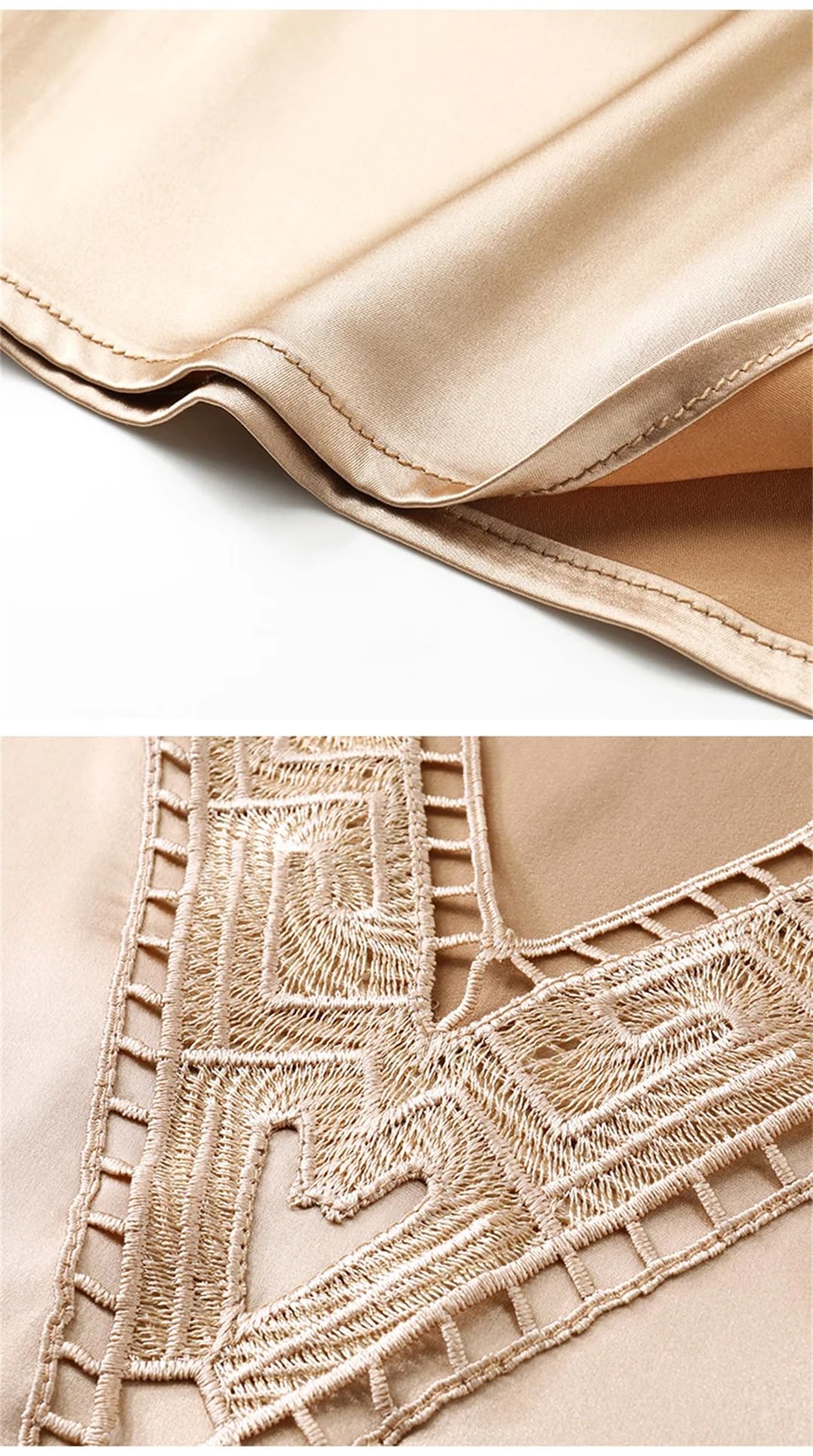 Camicetta da donna in raso con elastico in pizzo senza maniche con scollo a V