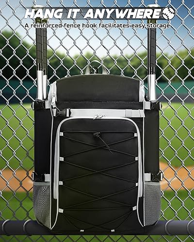 Miniatura 7 de Bolsa de recogedor para equipo de receptor, mochila de béisbol y sóftbol para casco, guantes de pecho, protectores de piernas, bolsa de murciélago