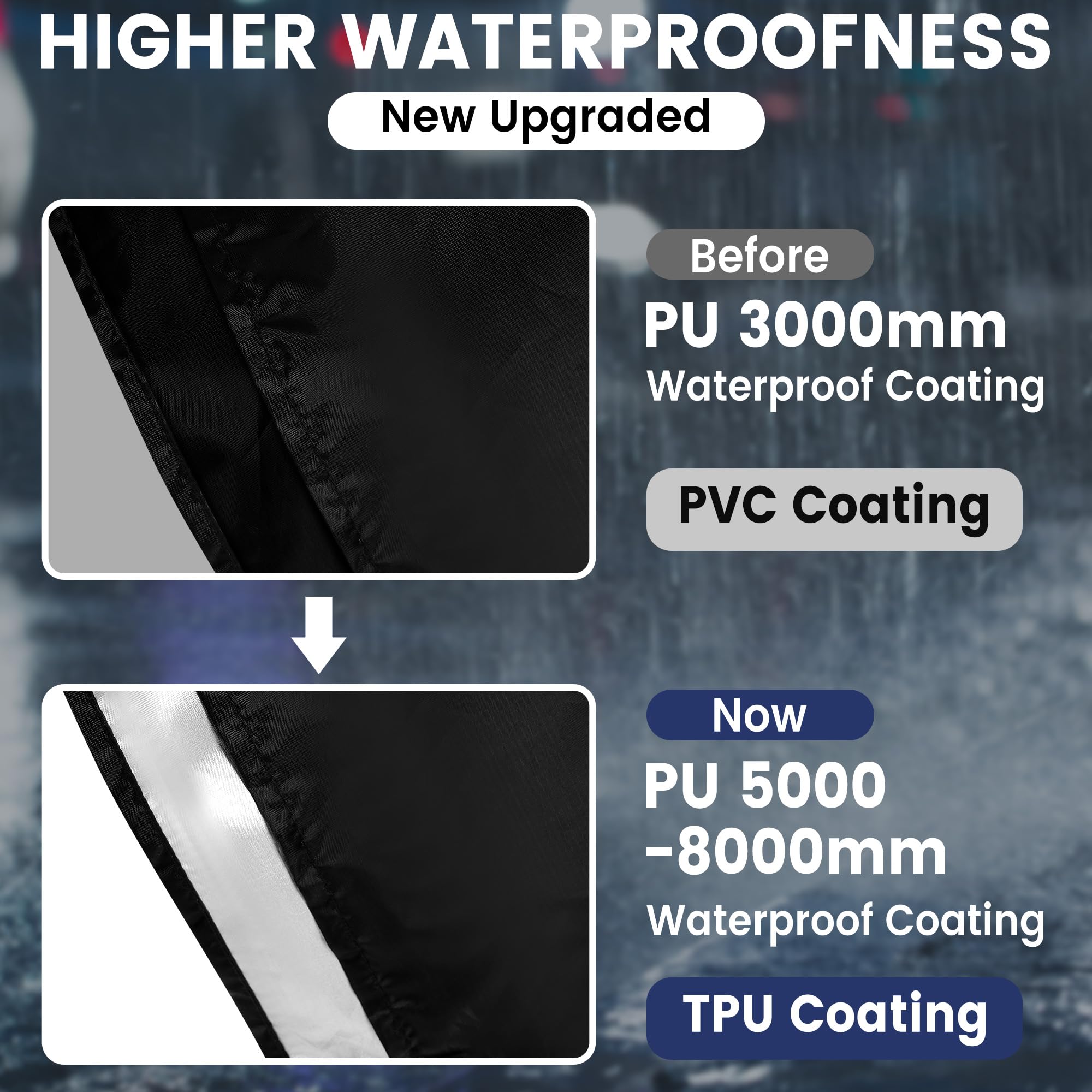 Vortix Poncho de pluie réutilisable 3 en 1 pour homme et femme, veste de pluie, Noir, L