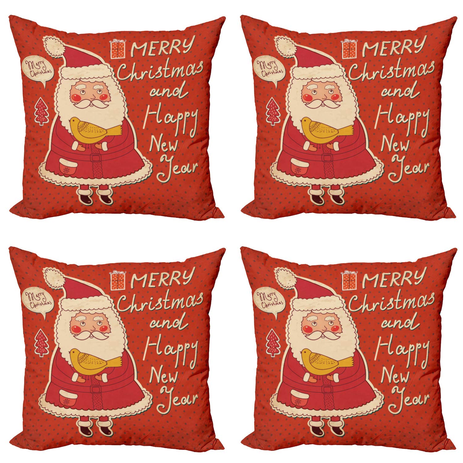 ABAKUHAUS Federe Cuscino 40x40 Cm, Set Di 4, Natale Invernale Stampa Digitale Fronte/retro, Blu E Bianco