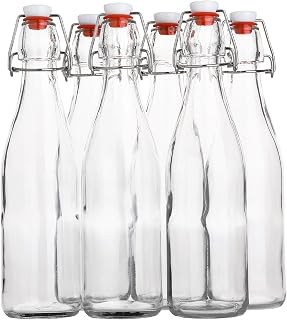 AYL 16oz Flip Top Glass Bottles Pack of 6 - Leakproof Swing Top for Kombucha, Beer, Water, Oil, Vinegar - Reusable Airtight Brewing Bottles