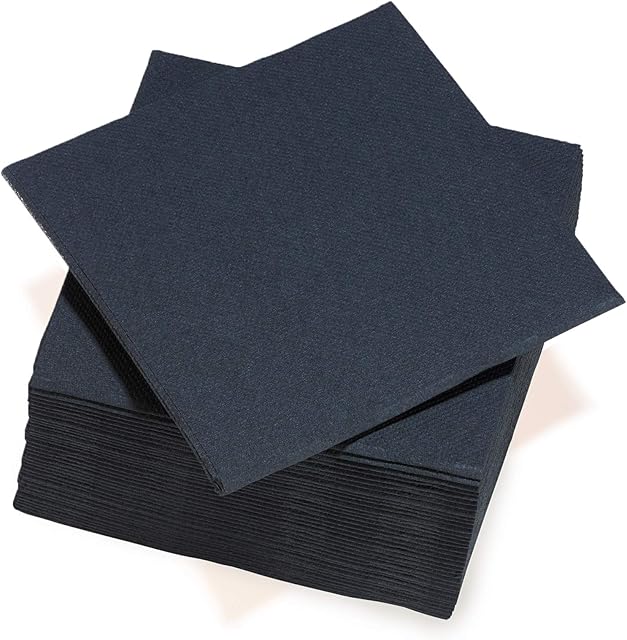 Le Nappage - serwetki z papieru Tex Touch - kolor czarny - serwetki papierowe z certyfikatem FSC - Możliwość recyklingu i biodegradacji - Zestaw 40 serwetek dużych rozmiarów 38 x 38 cm Czarnych