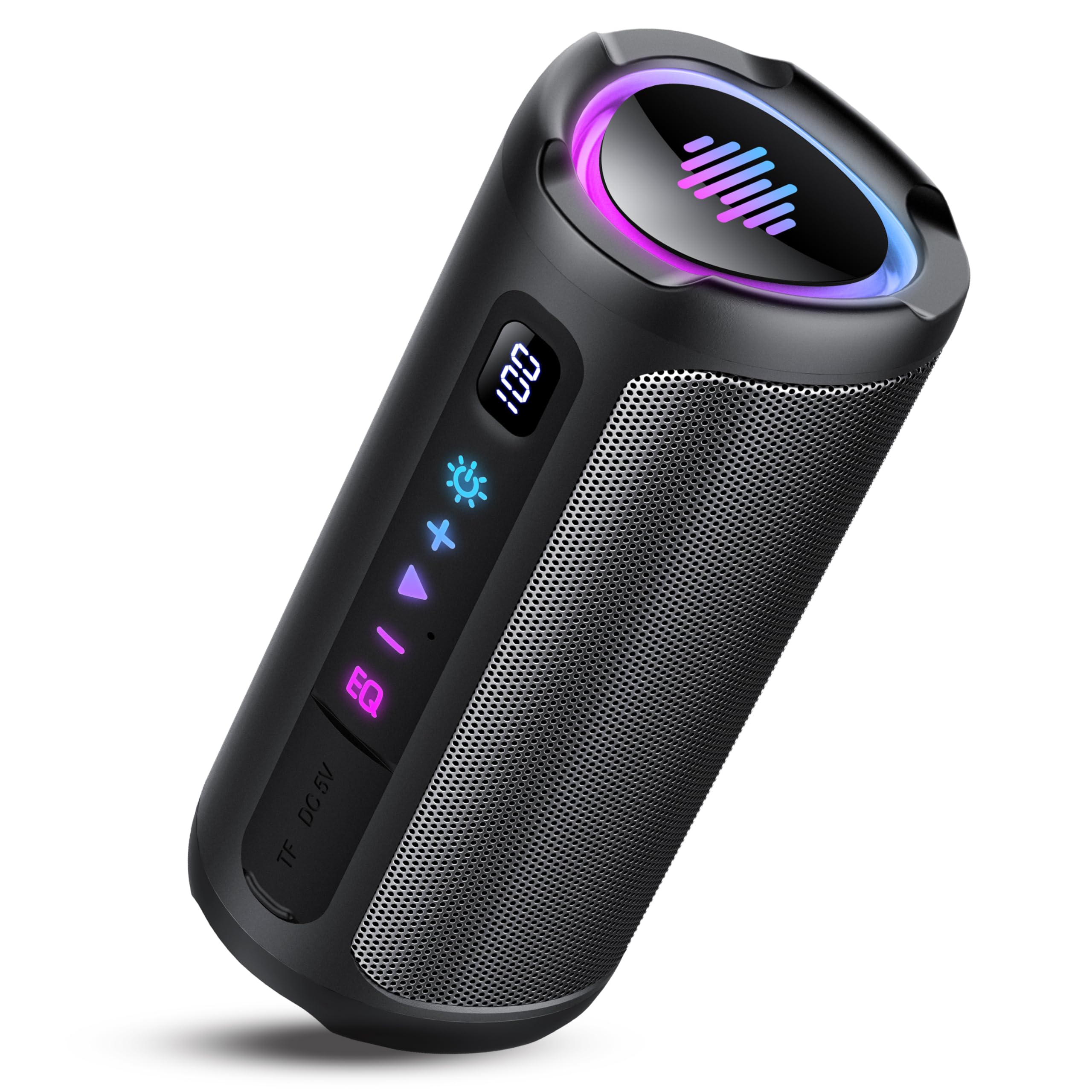 Cassa Bluetooth 5.4 Potente 20W, Doppio Driver Basso, 20H Autonomia, Casse Bluetooth Portatile con 2 EQ Modalità+Display Digitale, 7 RGB, TF, Accoppiamento TWS, Altoparlante Bluetooth da Esterno Feste
