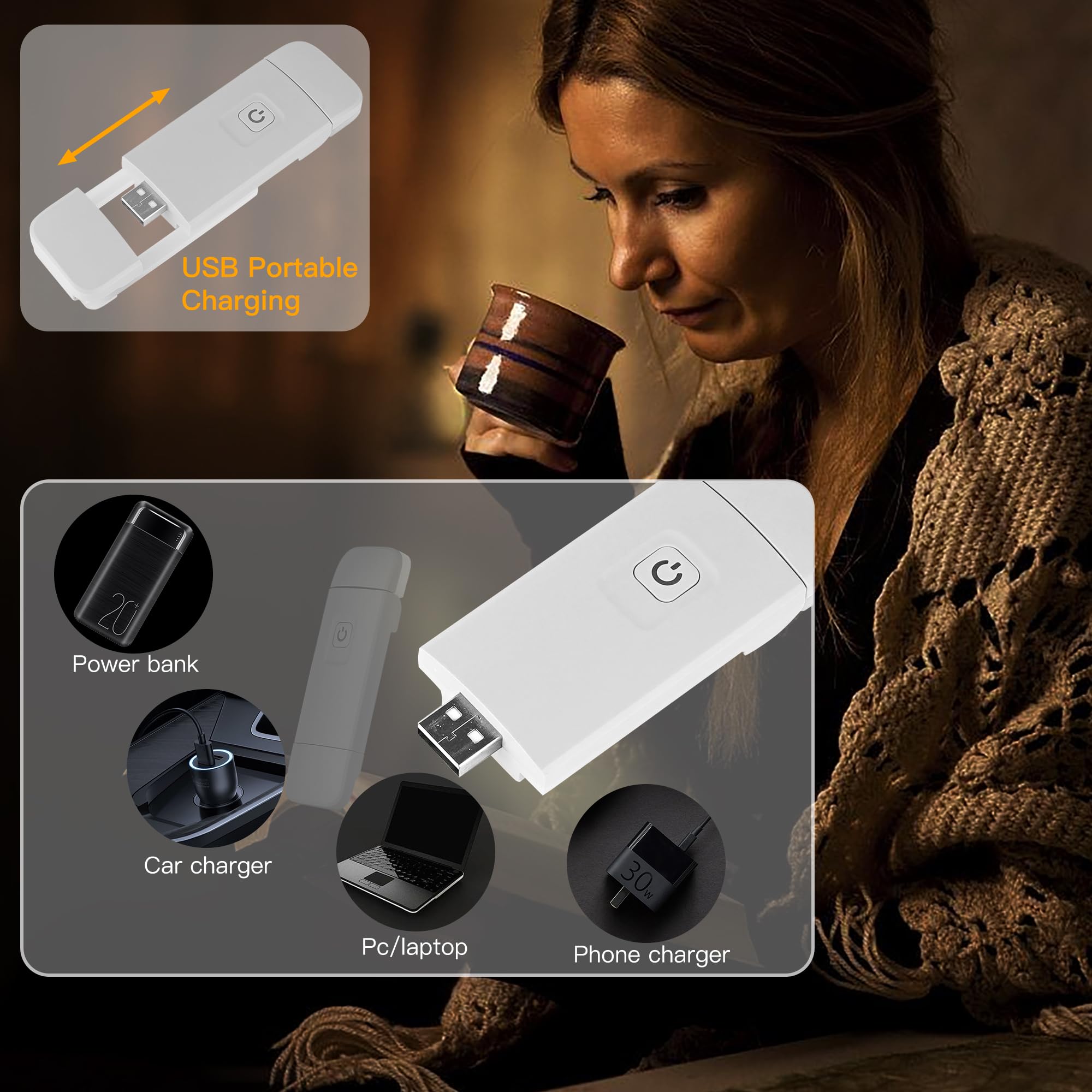 KunHe Luci di lettura ricaricabili USB, confezione da 10, luci da lettura per libri, con clip, portatili, regolabili