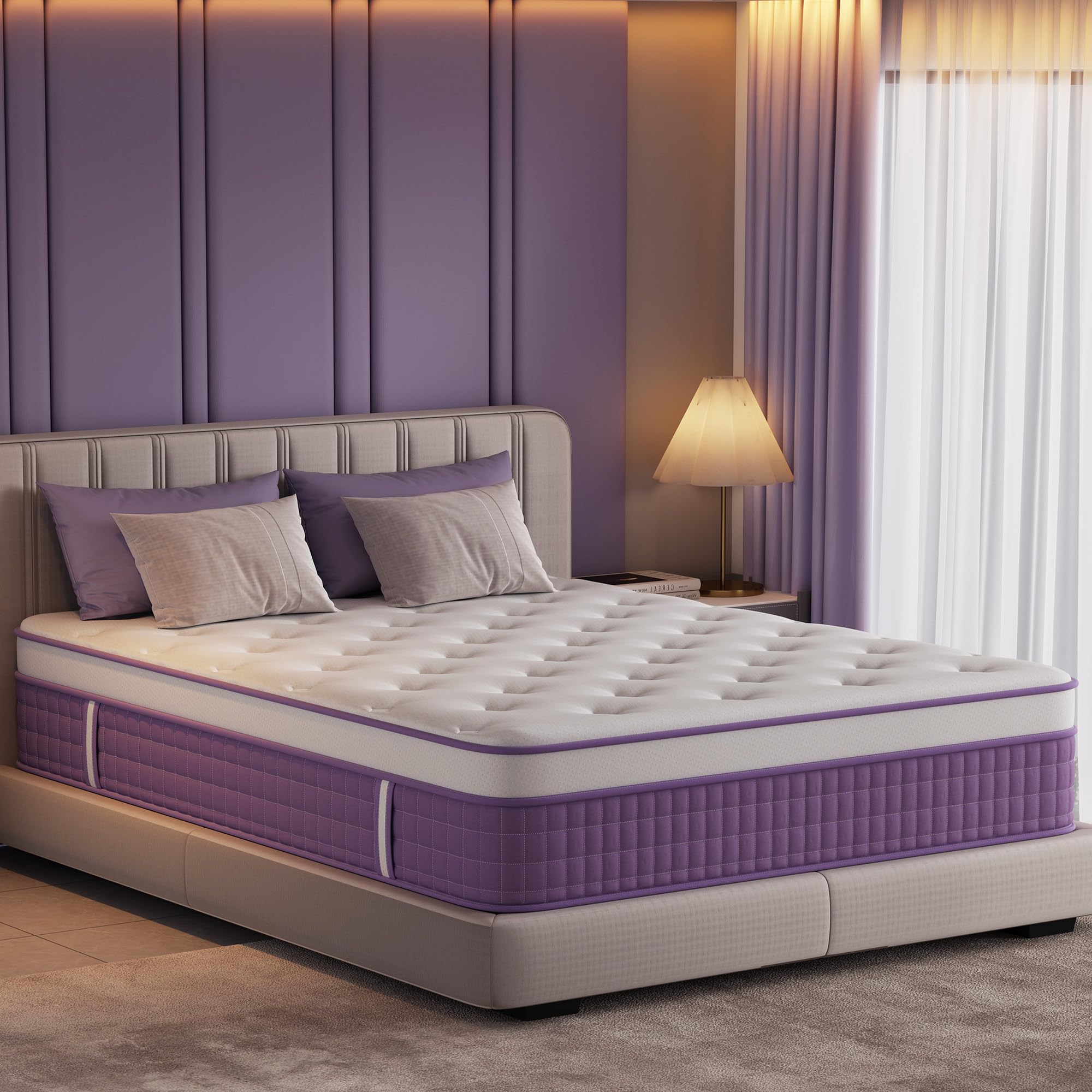 Susalt 12 Inch King Size Hybrid Mattress in a Box, CertiPUR-US Certified Mattress with Gel Memory Foam and Pocket Springs,Pressure Relief &Medium Firm