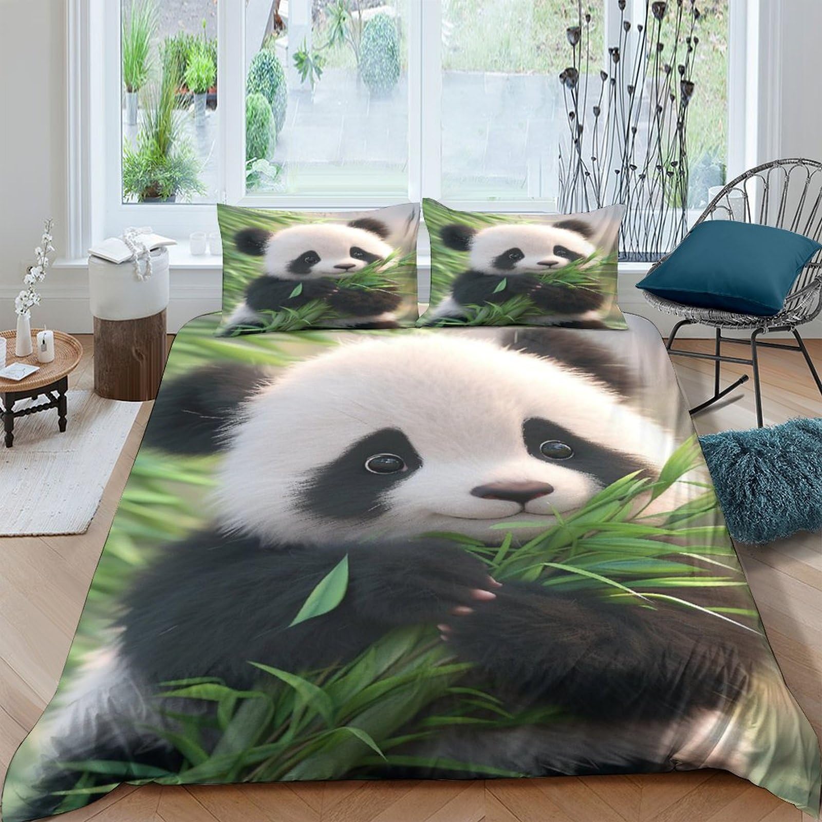 Housse de couette panda 3D en literie enfant respirante et facile à laver