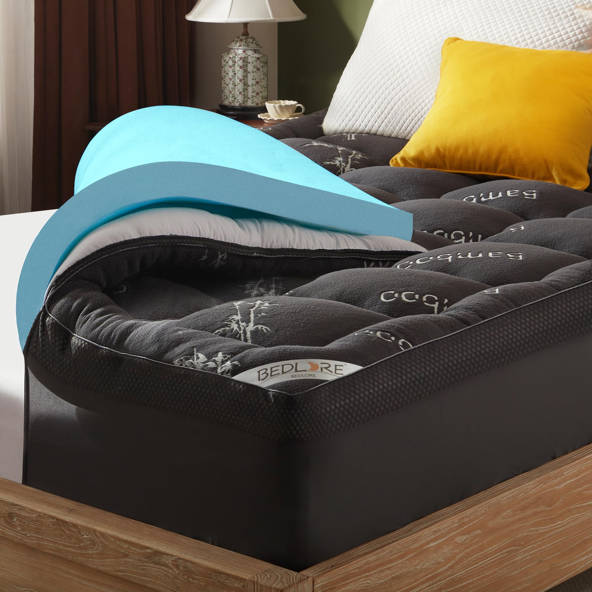 BEDLORE Surmatelas 160 X 200cm, Double Couche De 10 cm (5 cm De Mousse à MéMoire De Forme Gel + 5 Cm De Surmatelas Moelleux), Soulagement de la Pression et des Douleurs Dorsales