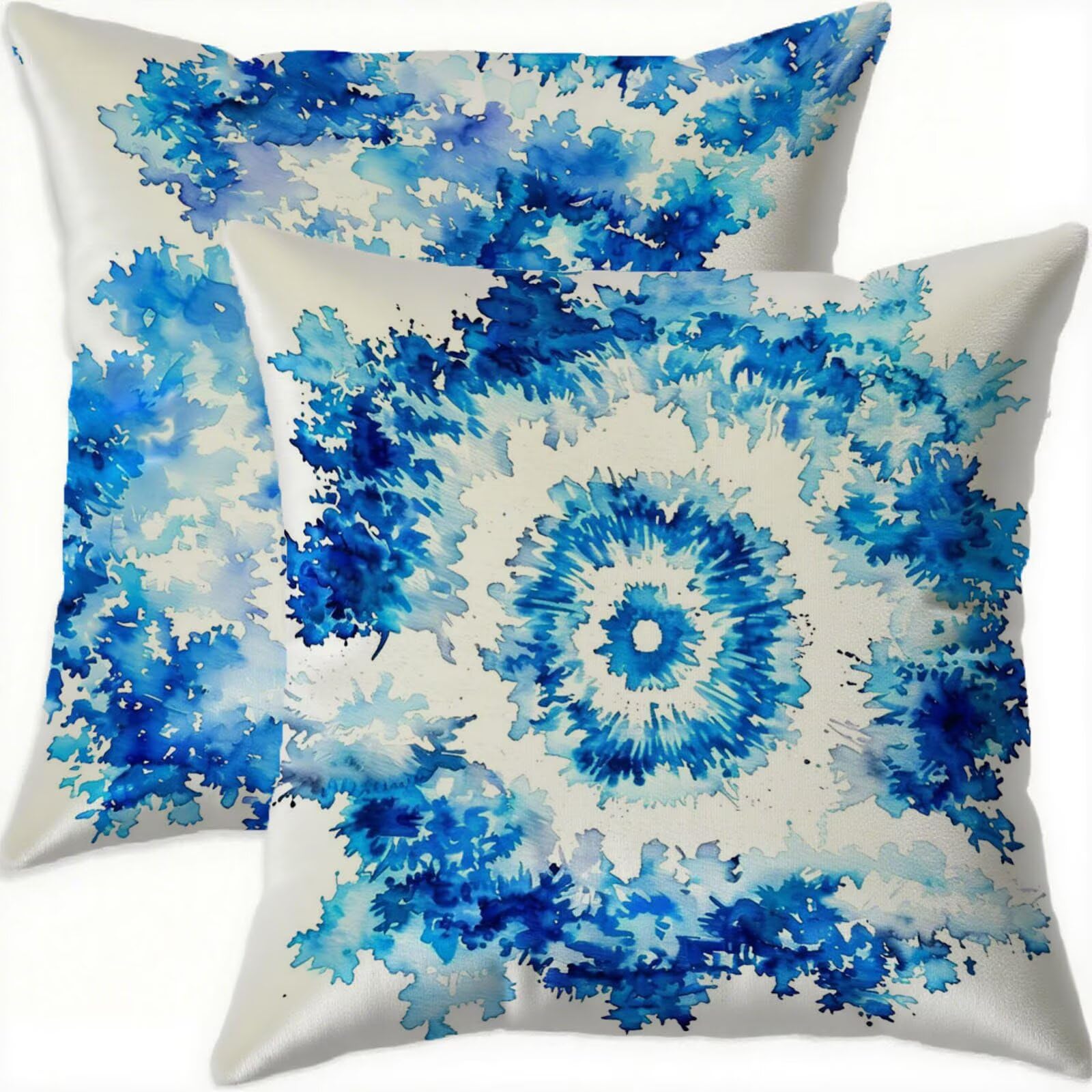 Housse coussin 80x80cm taie oreiller velours bleu salon chambre