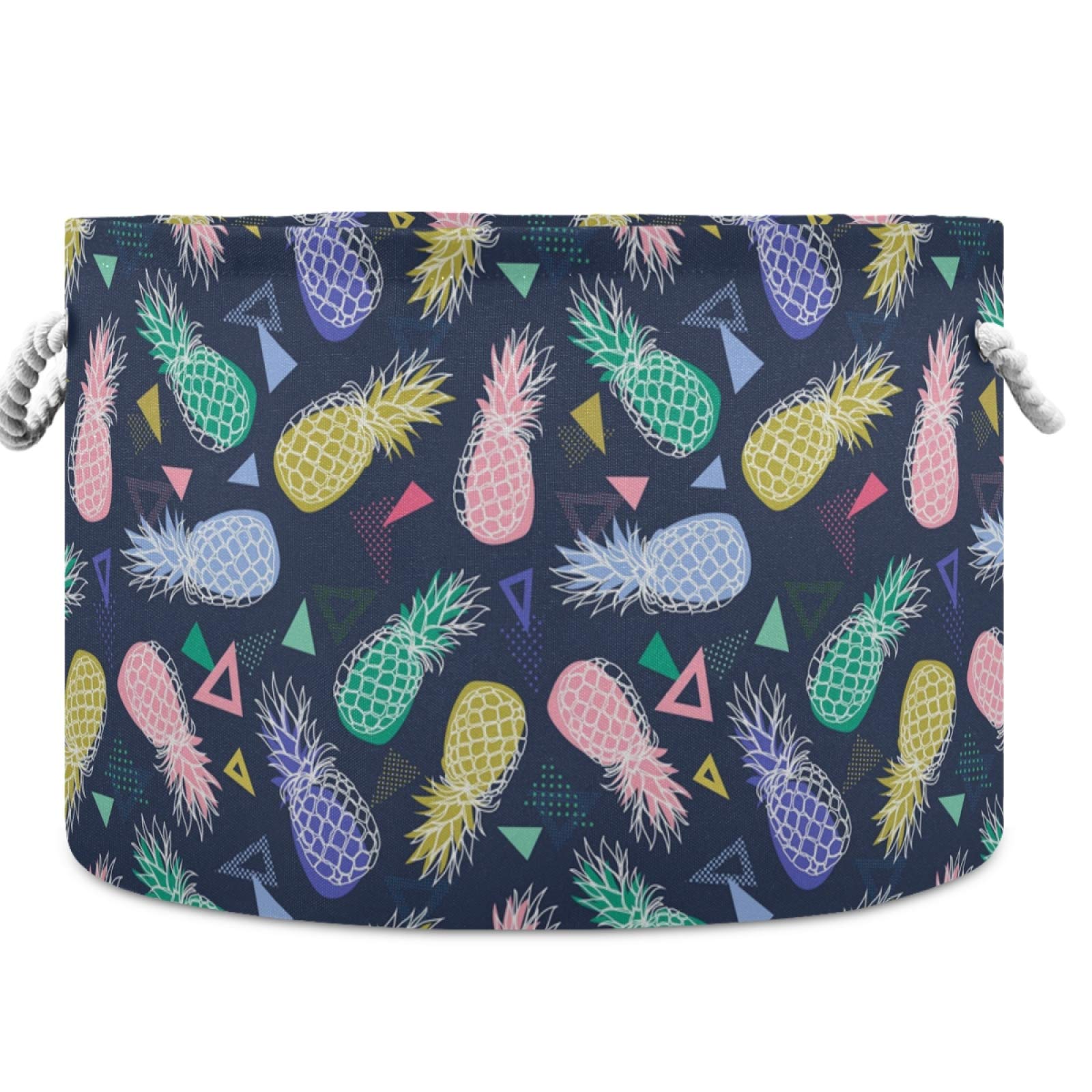 visesunny Storage Basket Colorful Pineapple Nursery Hamper Canvas Fabric Toy Storage Organizer Bin Storage Box Laundry Basket for Kid Rooms,Playroom,Shelves,Toy Basket,Gift Basket