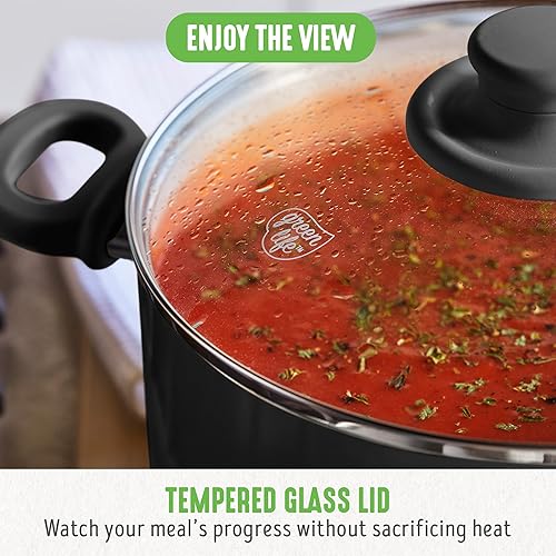 Miniatura 10 de GreenLife - Juego de batería de cocina antiadherente de cerámica y agarre suave con utensilios