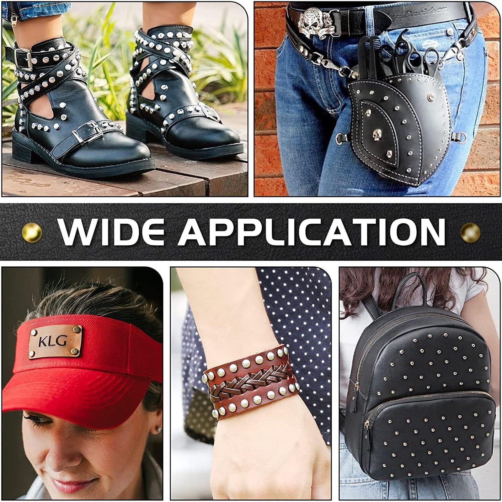 RUNYU Leder Nieten Set 360-tlg - 4 Farben 3 Größen Mit Werkzeug