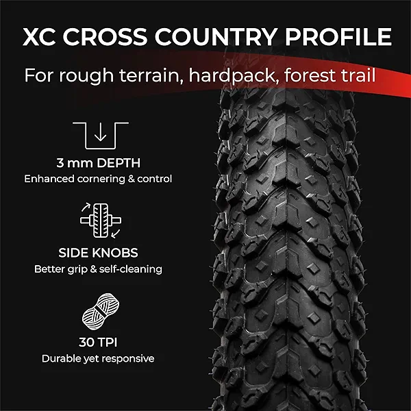 Fincci Set 26 x 2.125 Bike Tires 57-559 Foldable with Schrader or Presta Valve Inner Tubes for MTB Hybrid City Bike Bicycle Cycle