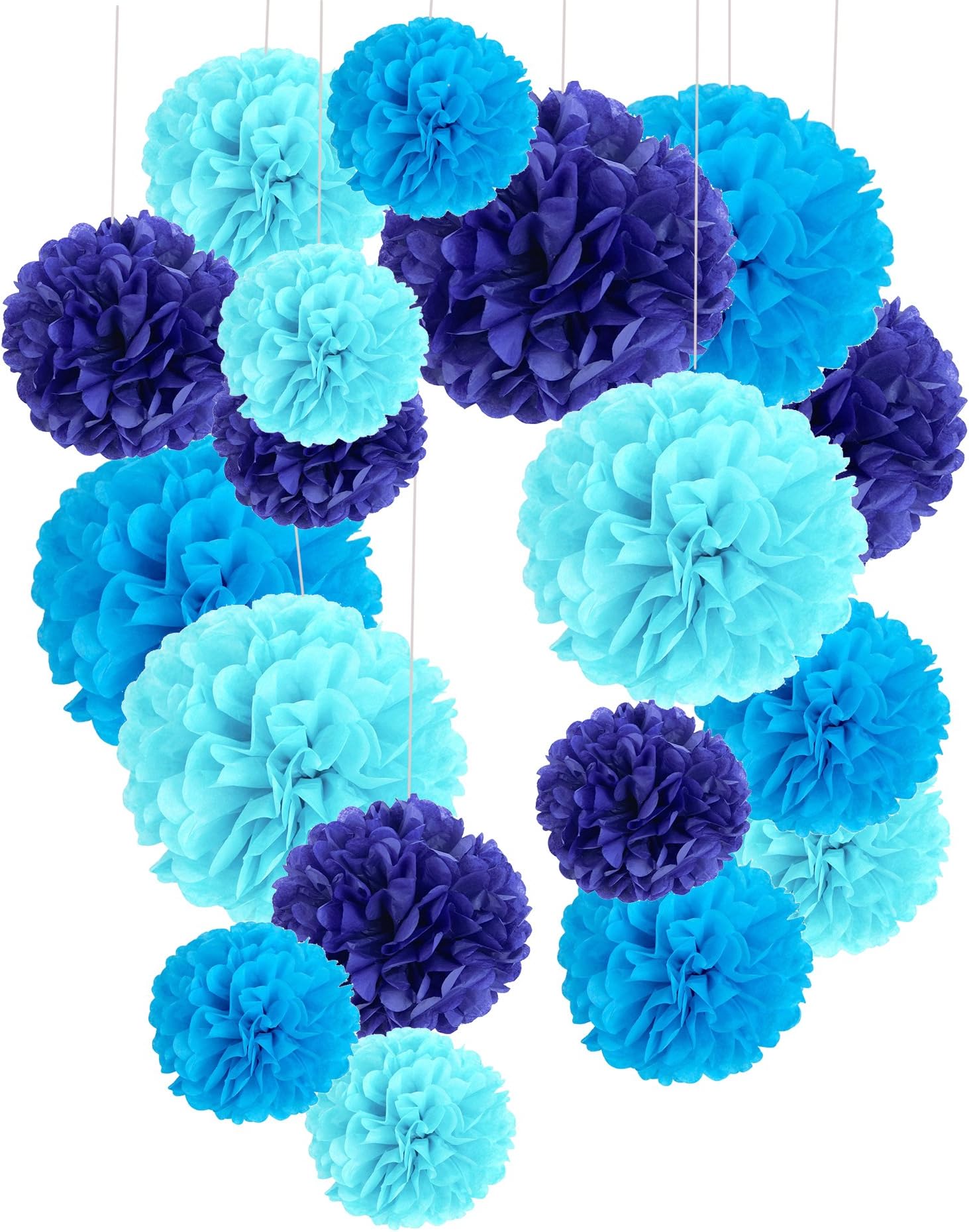 pack of 18, tissue paper, pompoms flowers, ball, decoration paper kit for birthday, wedding, baby shower, parties, main decorations or party decoration