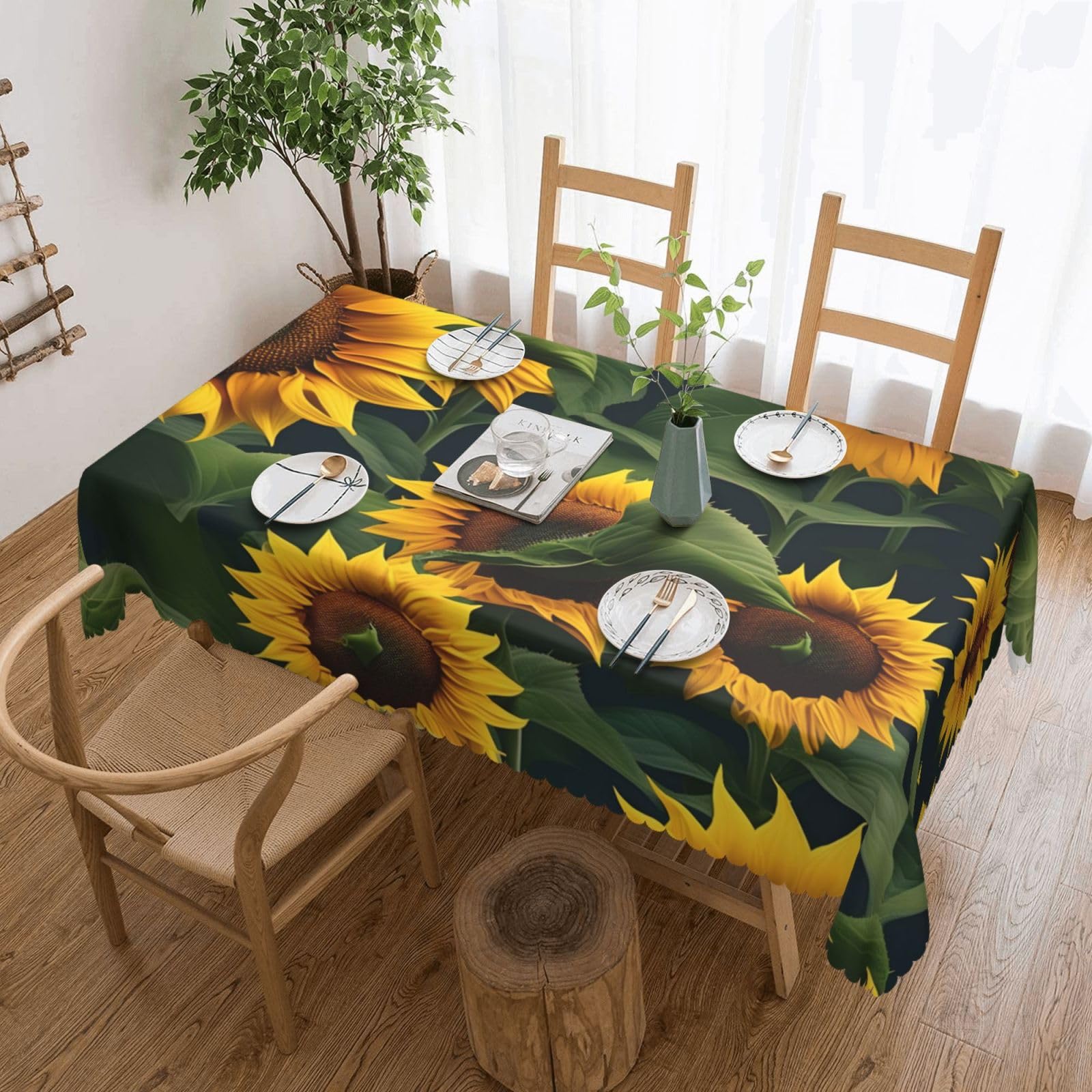 Nappe rectangulaire imprimé tournesol en tissu de coton